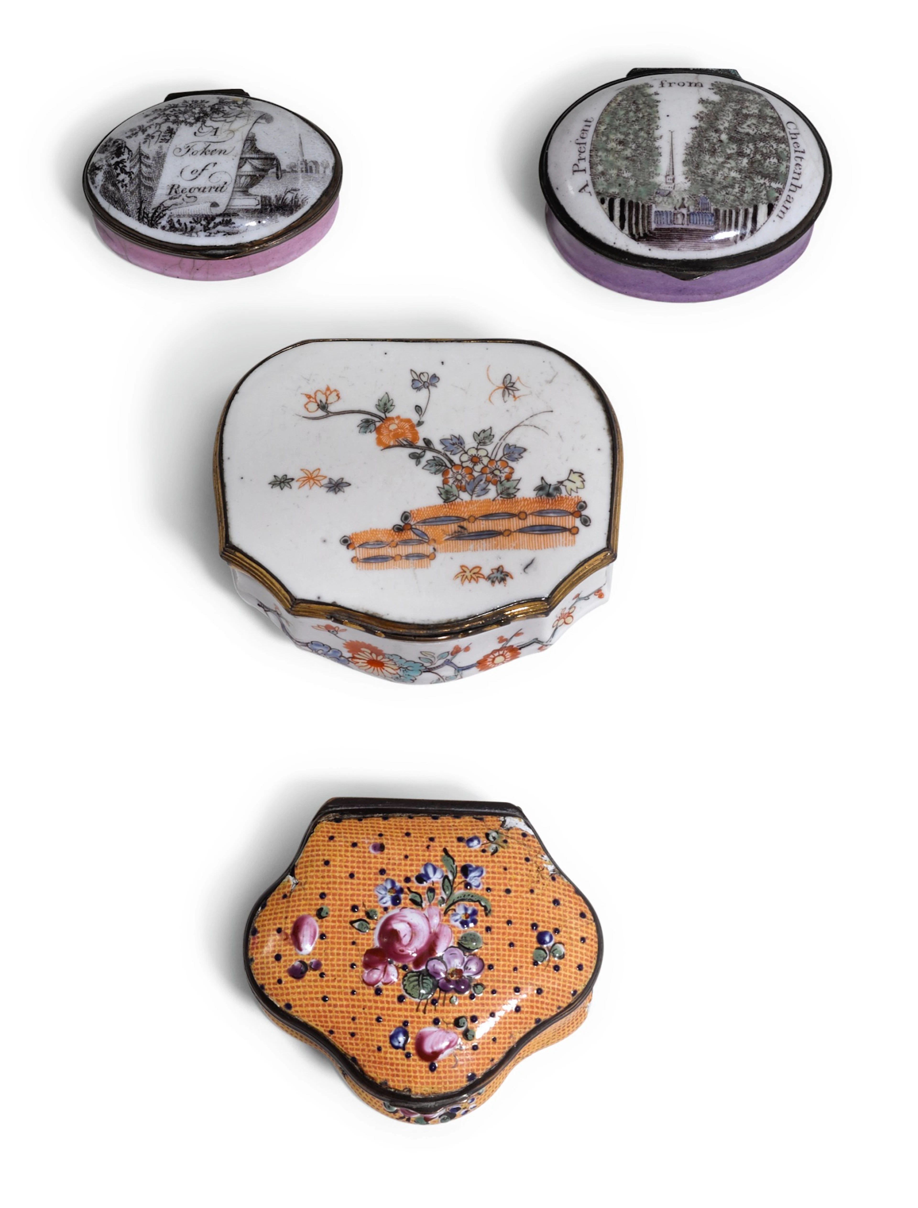 A COLLECTION OF ENAMEL AND PORCELAIN BOXES WITH METAL MOUNTS, 18TH