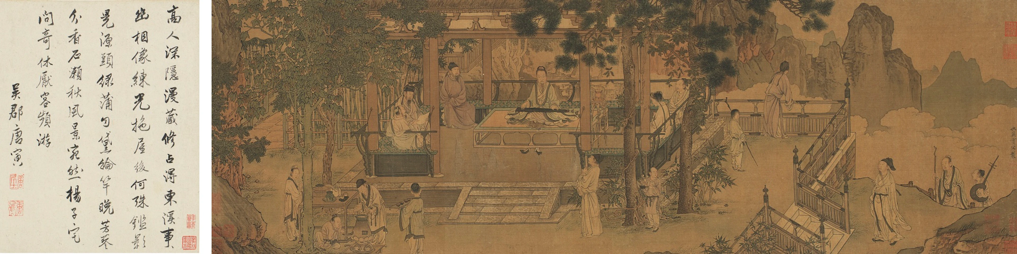 Scholars gathering in a garden