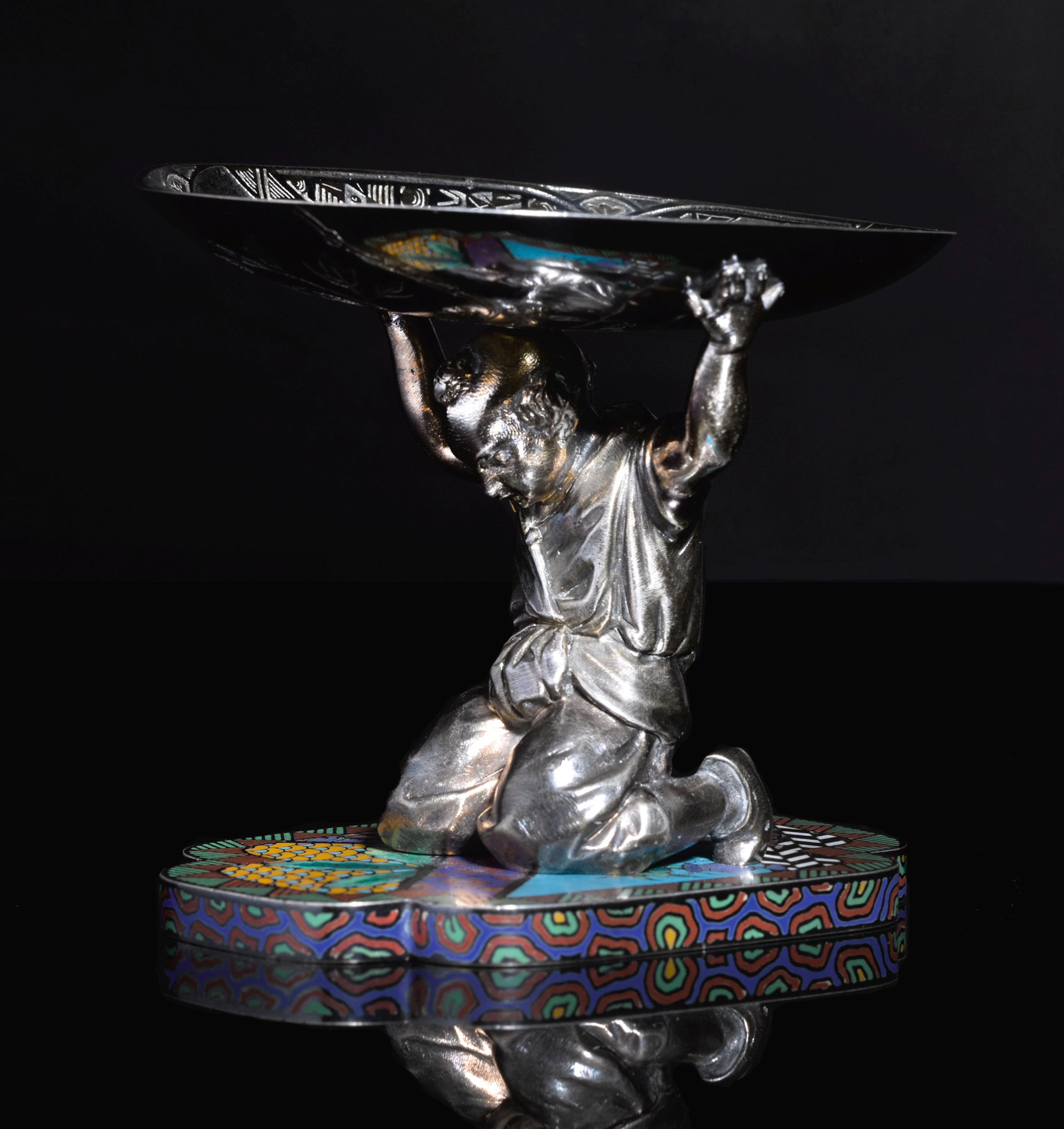 A PARCEL-GILT SILVER AND ENAMEL VIDE-POCHE IN JAPONISME TASTE, FRÉDÉRIC