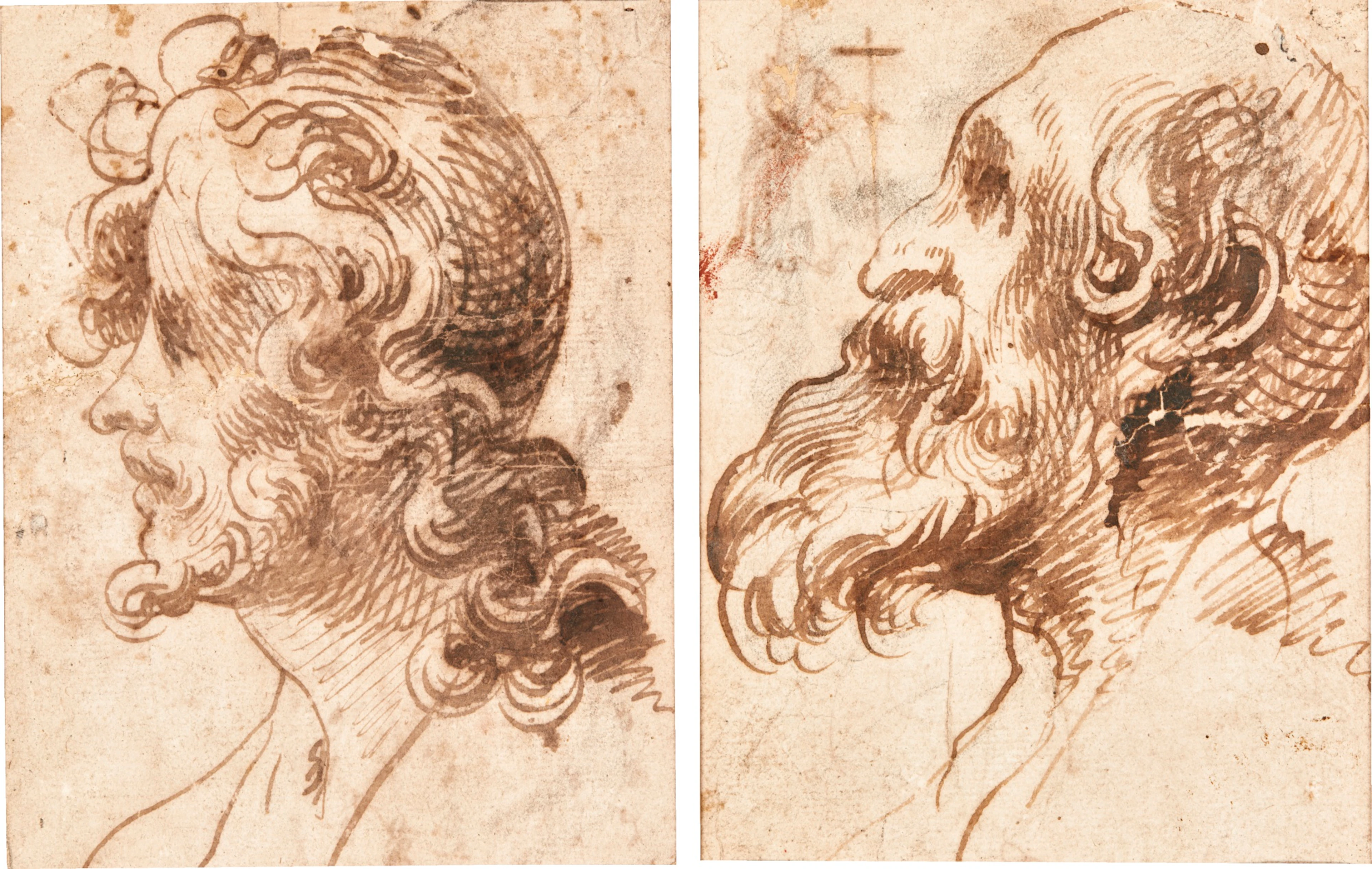Head of a young man in profile and head of an old man in profile