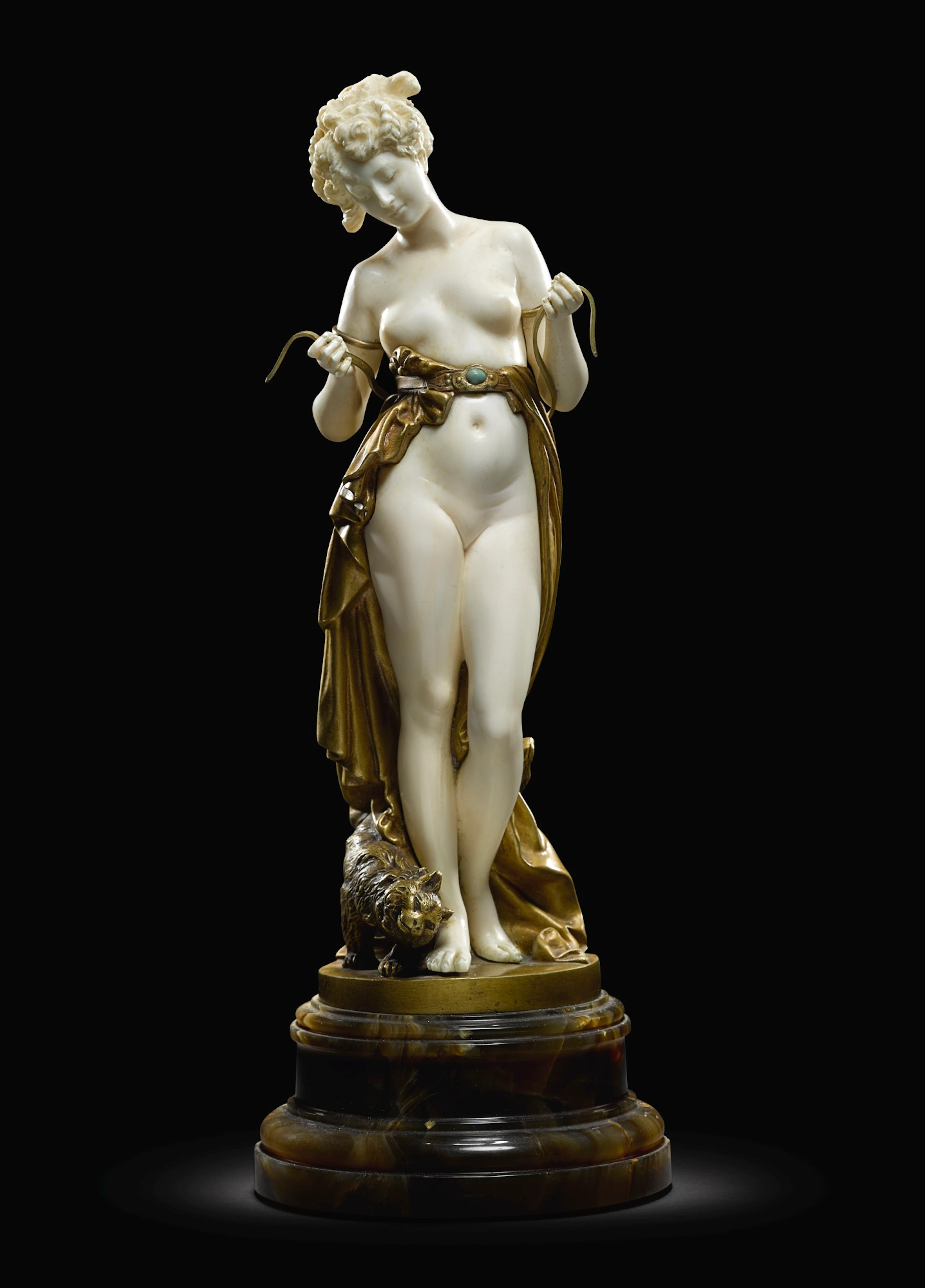 Standing nude with a cat