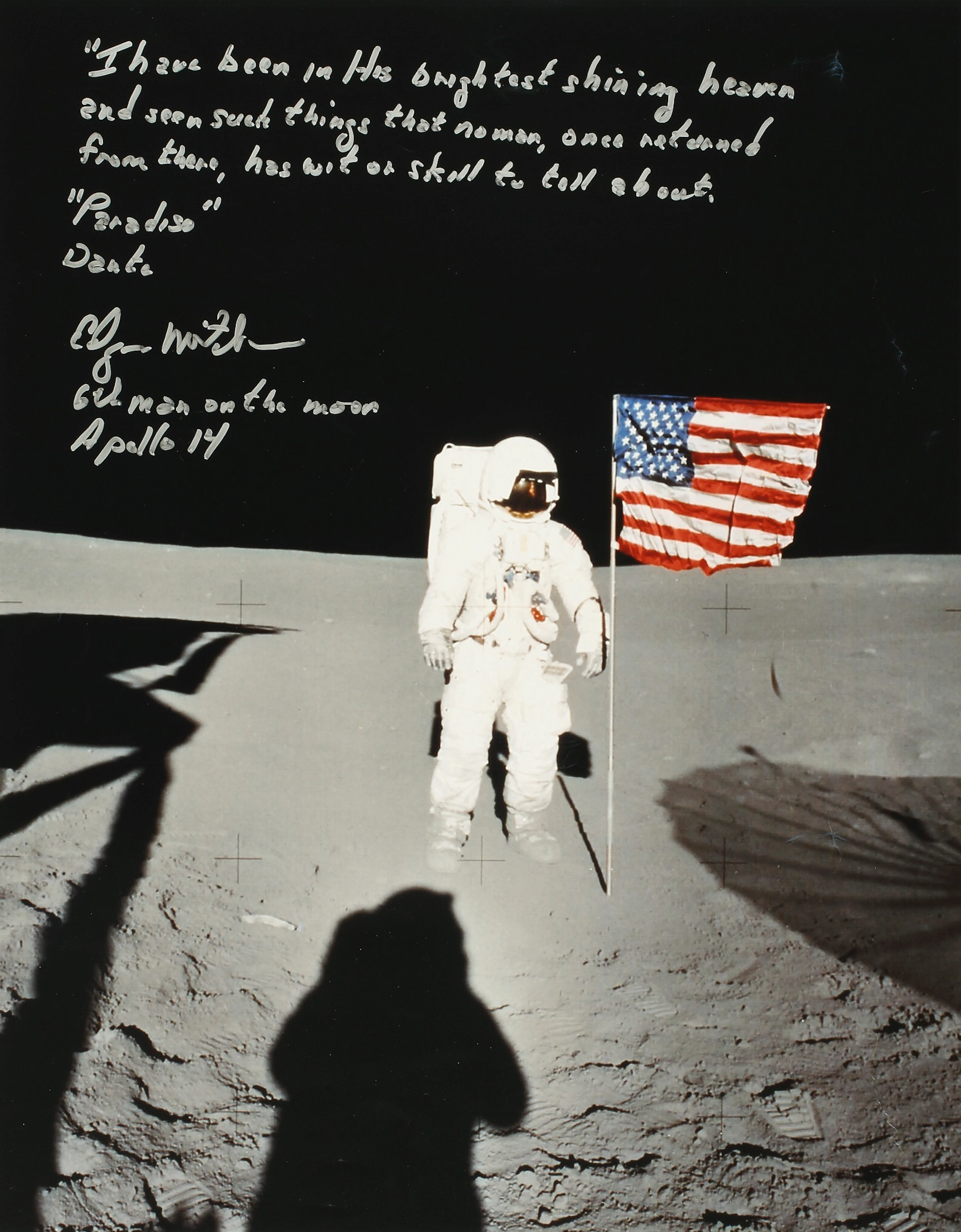 Apollo 14. edgar mitchell on the lunar surface. large color photograph