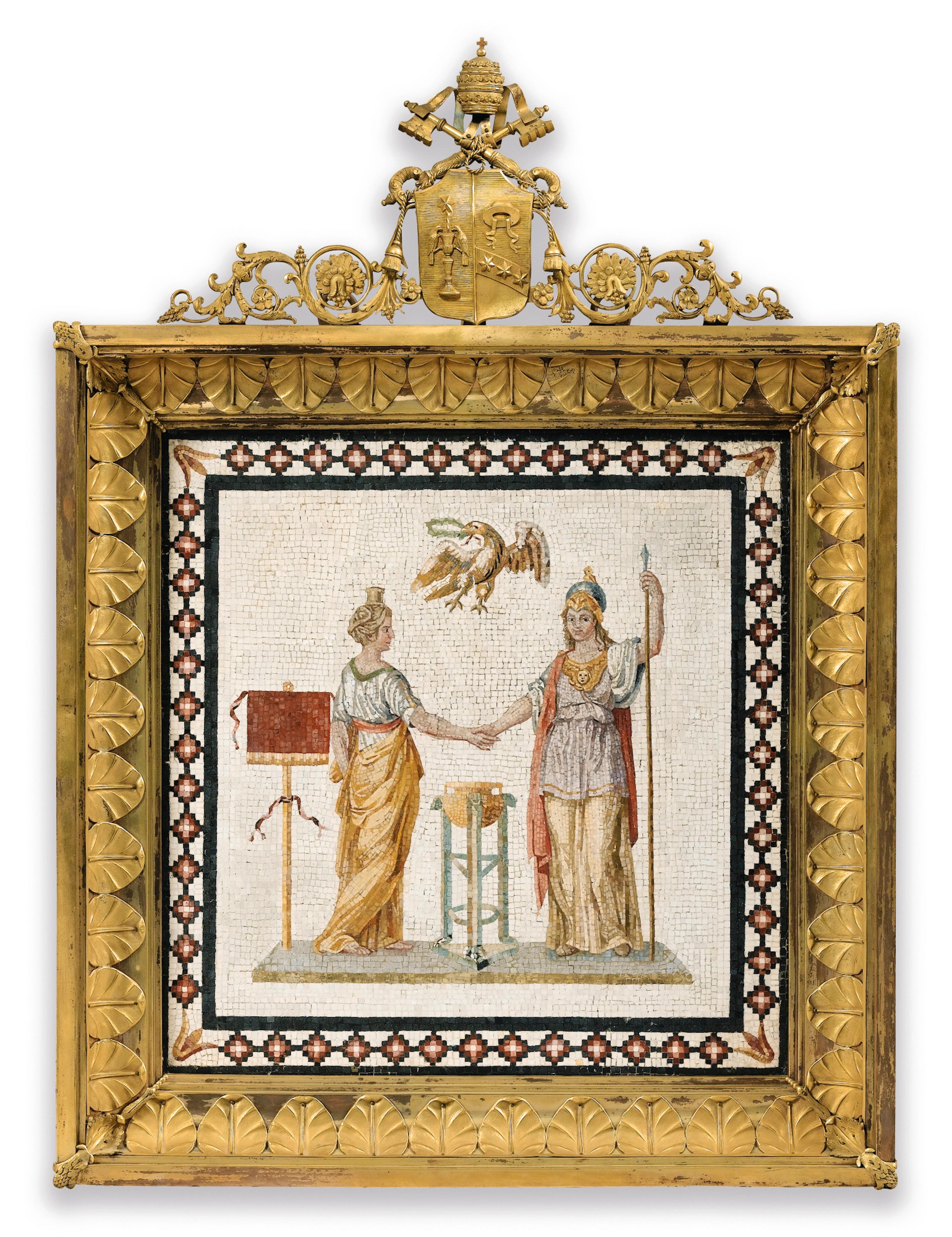AN ITALIAN GILT-BRONZE FRAMED MOSAIC PANEL, ROME, BY THE VATICAN MOSAIC