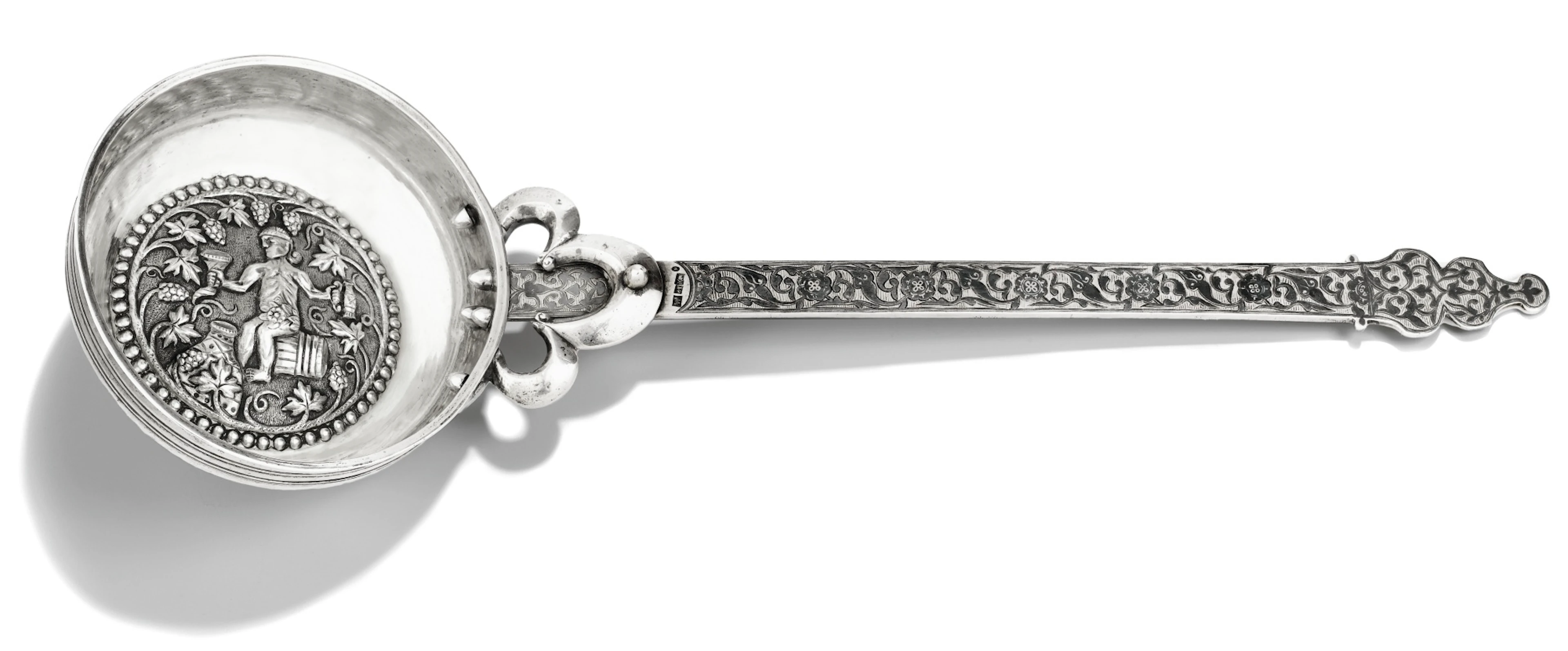A georgian silver and niello wine ladle, tbilisi, 1856
