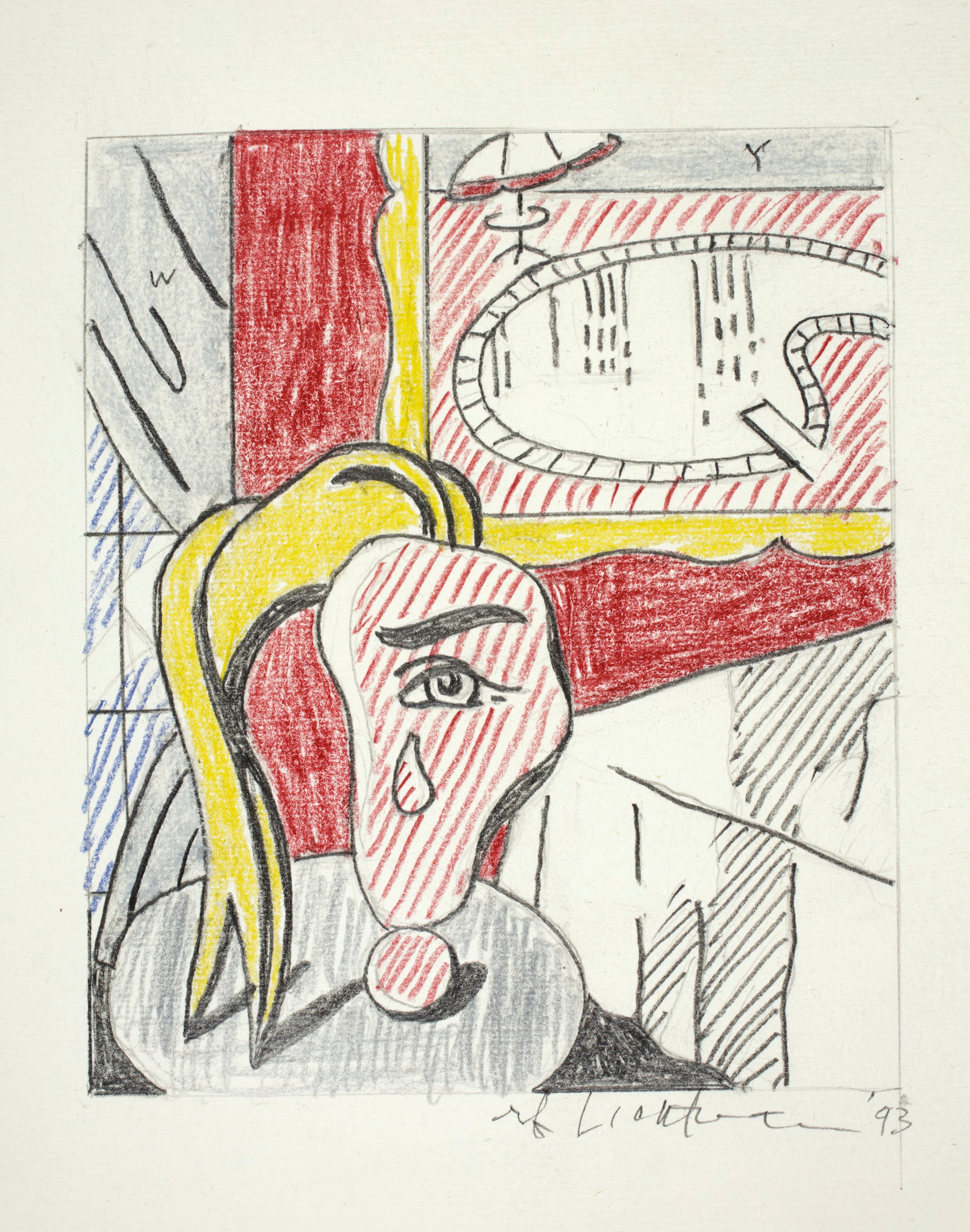 Drawing for 'Interior with Swimming Pool Painting'