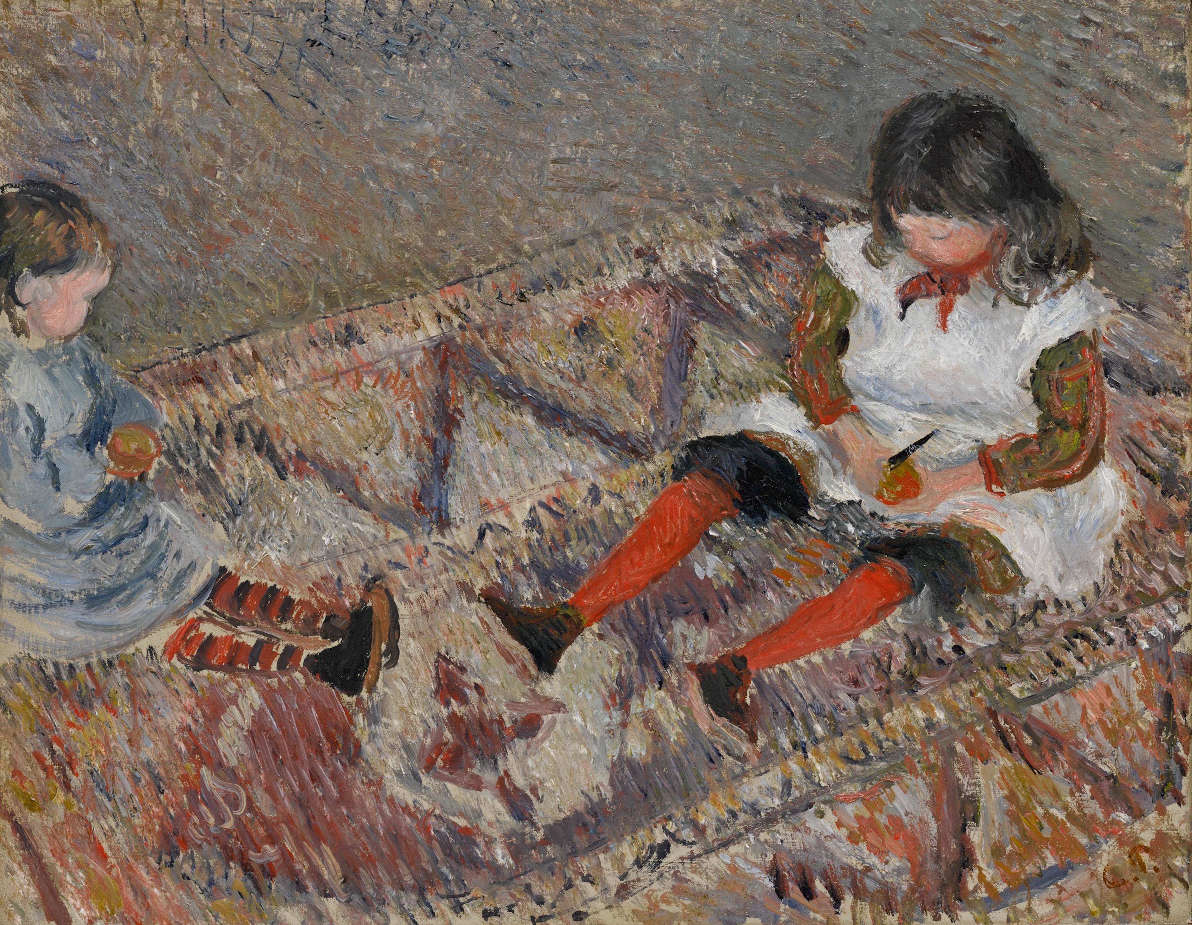 Jeanne dite Cocotte, et Ludovic Rodolphe Pissarro sur un tapis