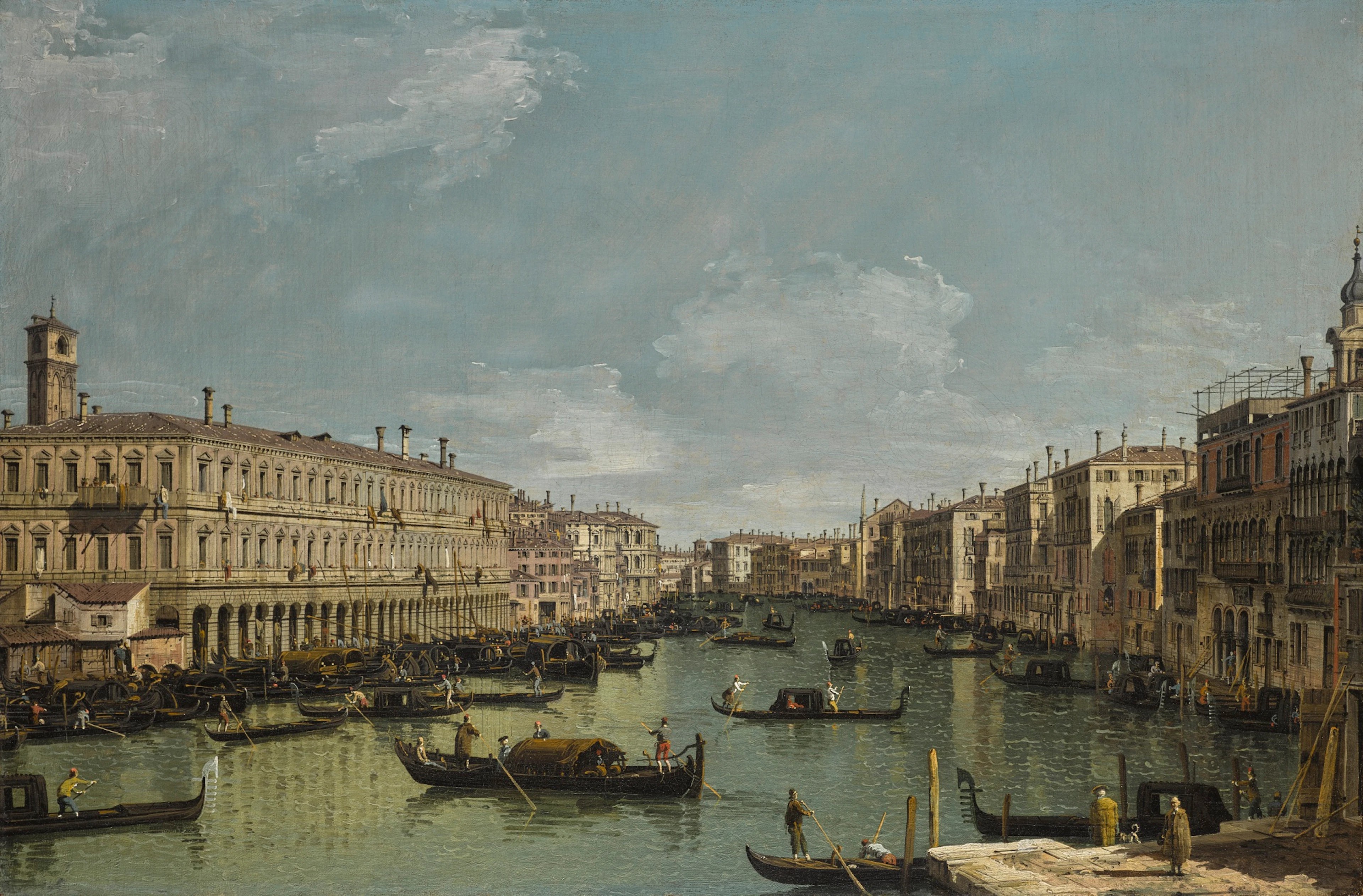 Venice, a view of the Grand Canal looking north from near the Rialto
