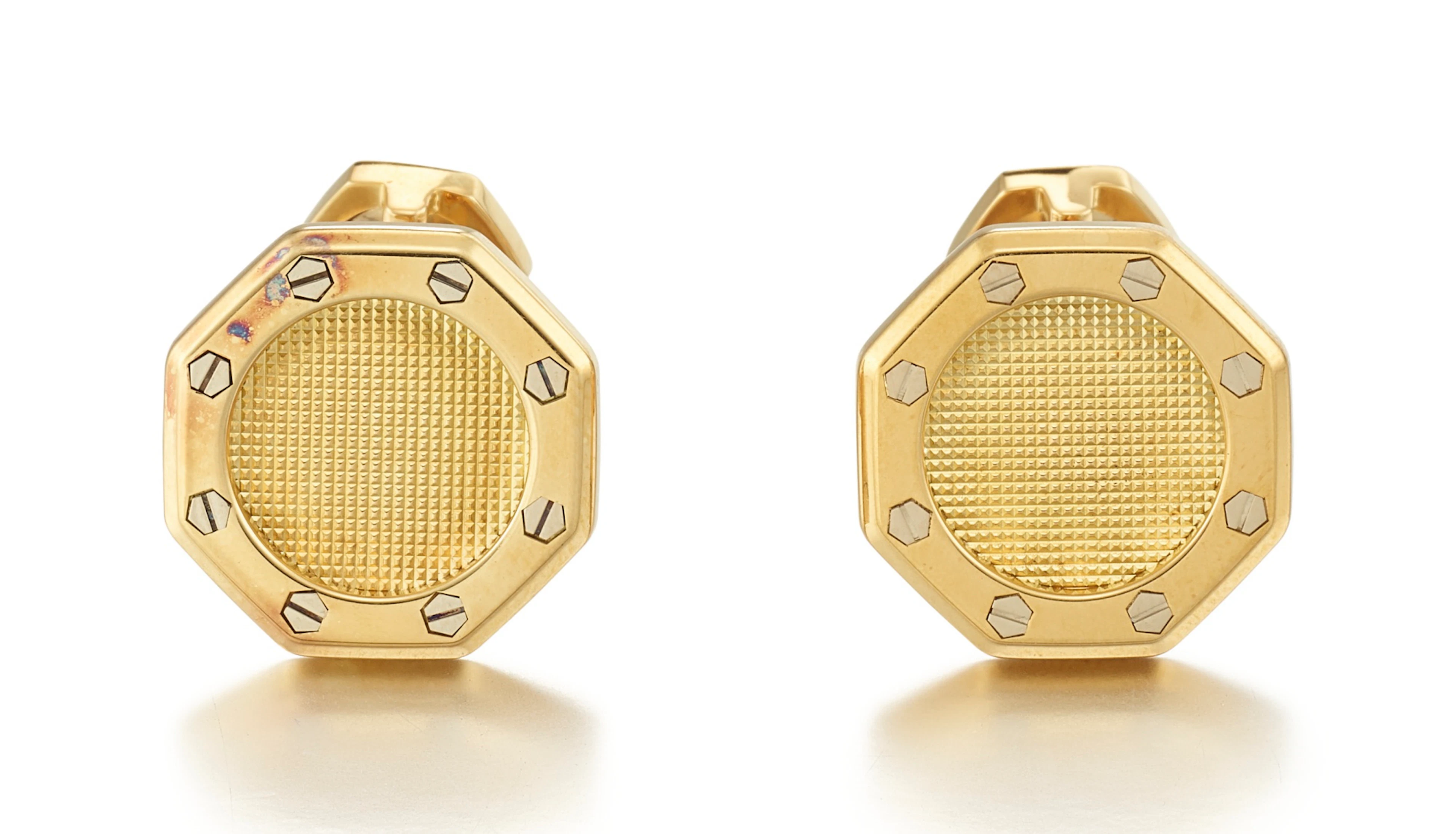Audemars piguet, a pair of yellow gold cufflinks, royal oak