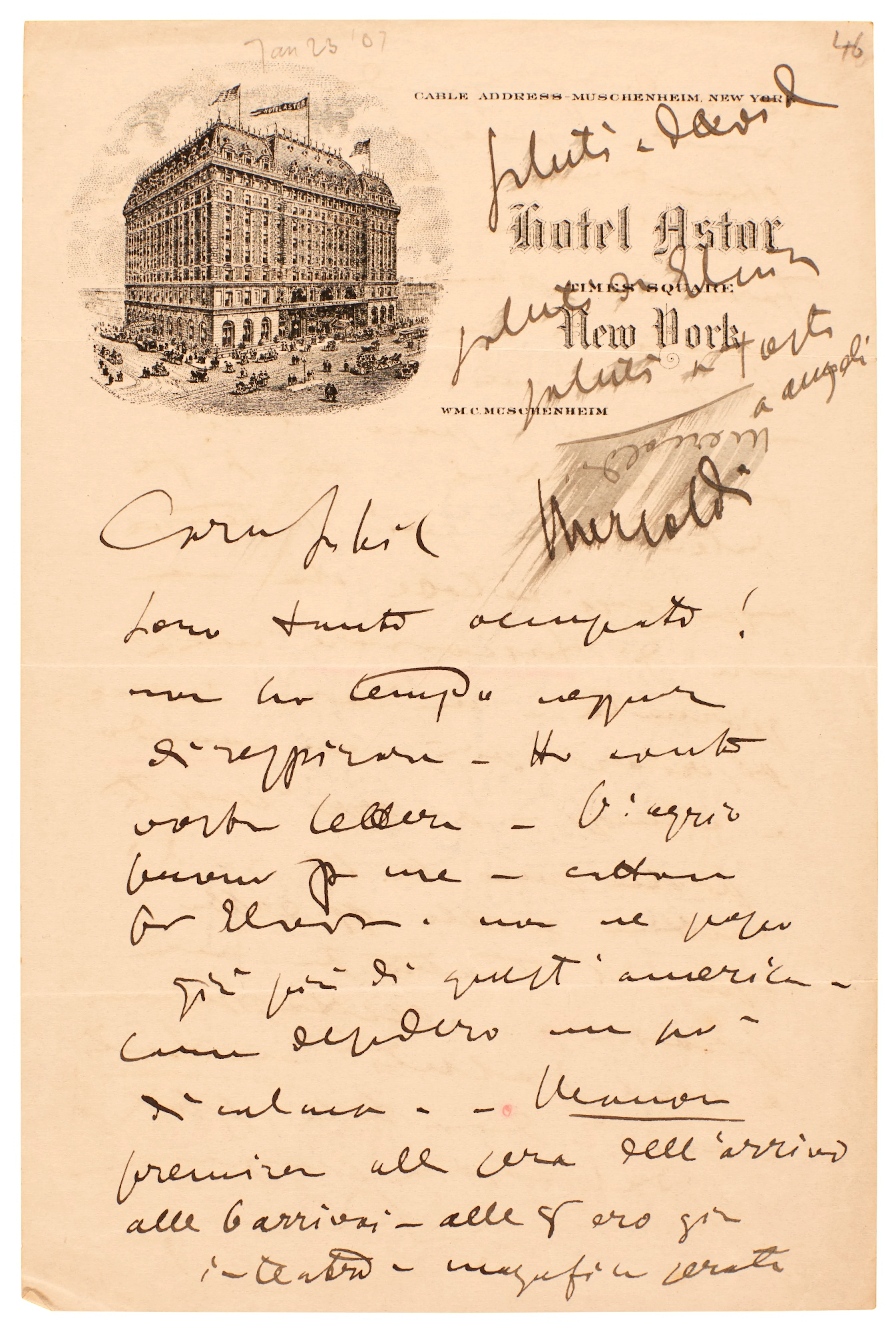 Three autograph letters signed (“G.Puccini”)
