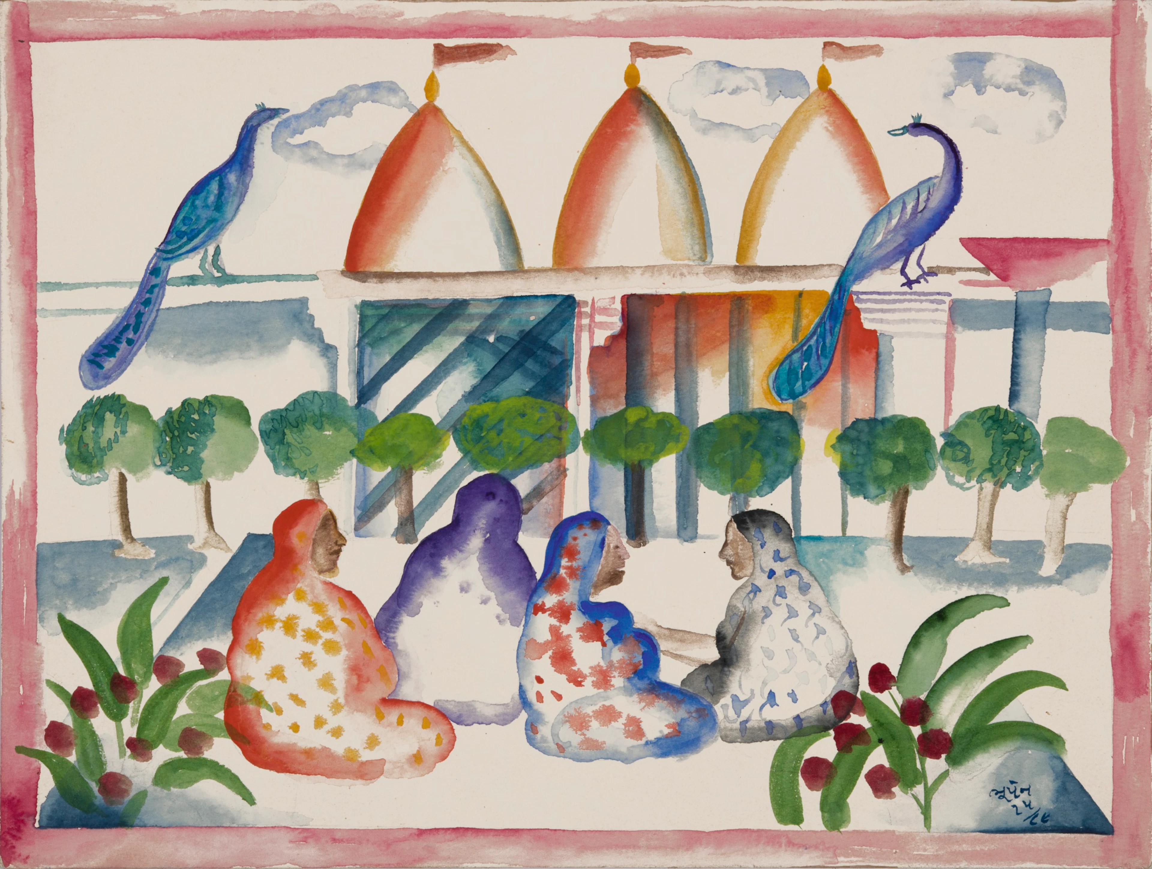 Untitled (Temple with Peacocks)