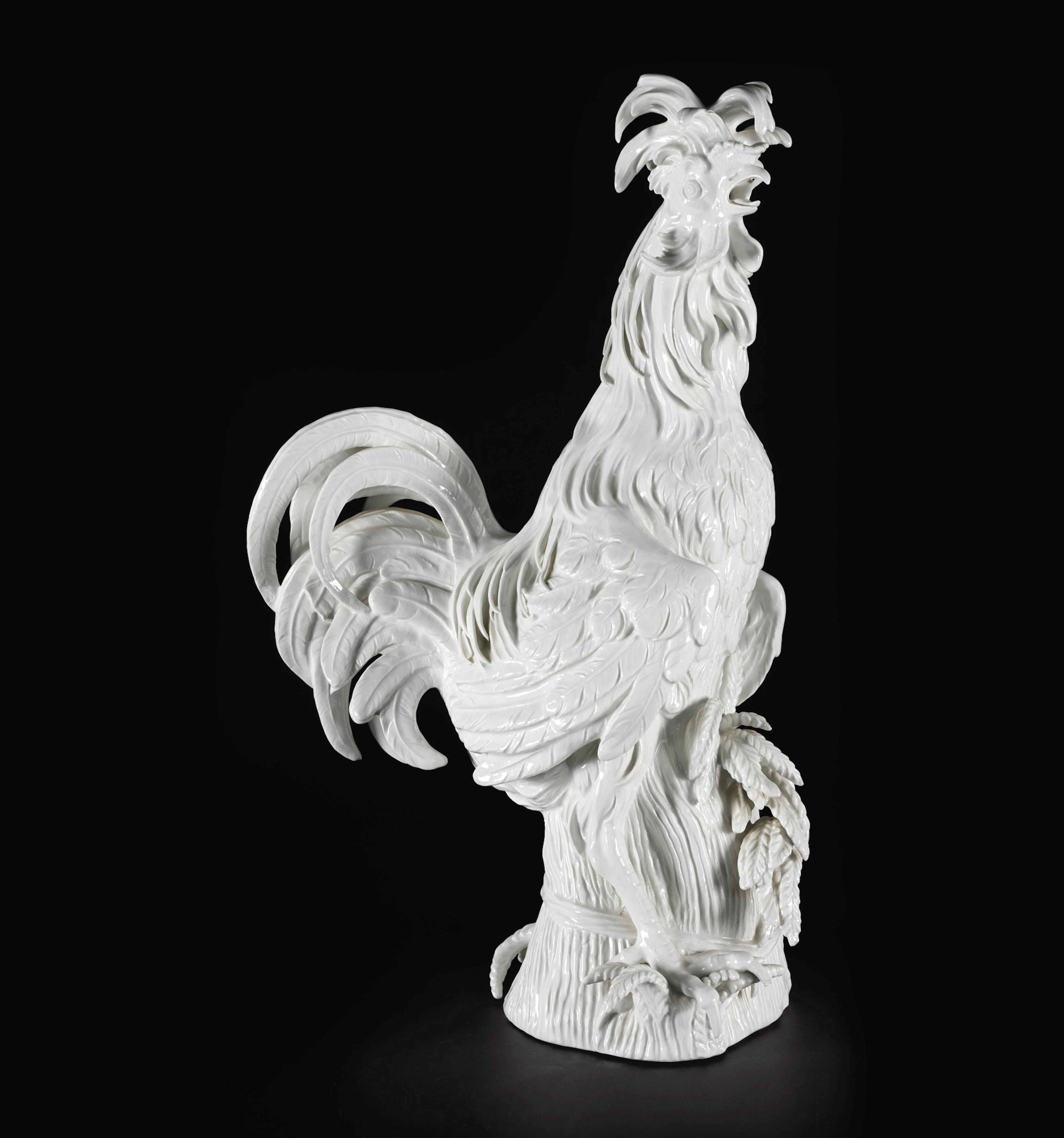 A meissen white porcelain large model of a cockerel, late 19th/20th century