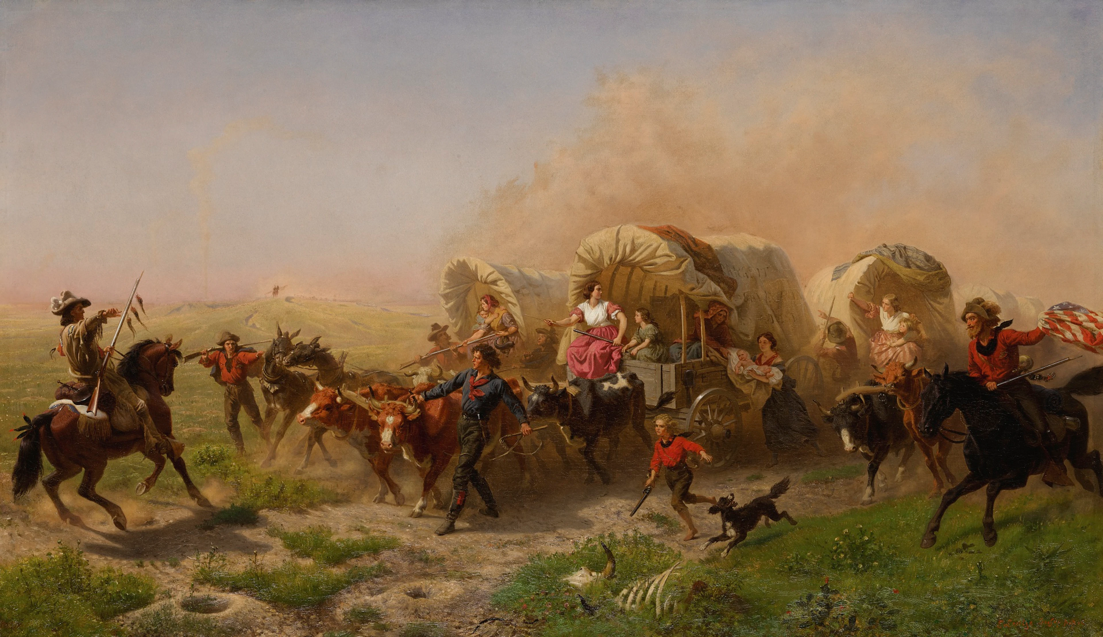 Western Emigrant Train Bound for California Across the Plains