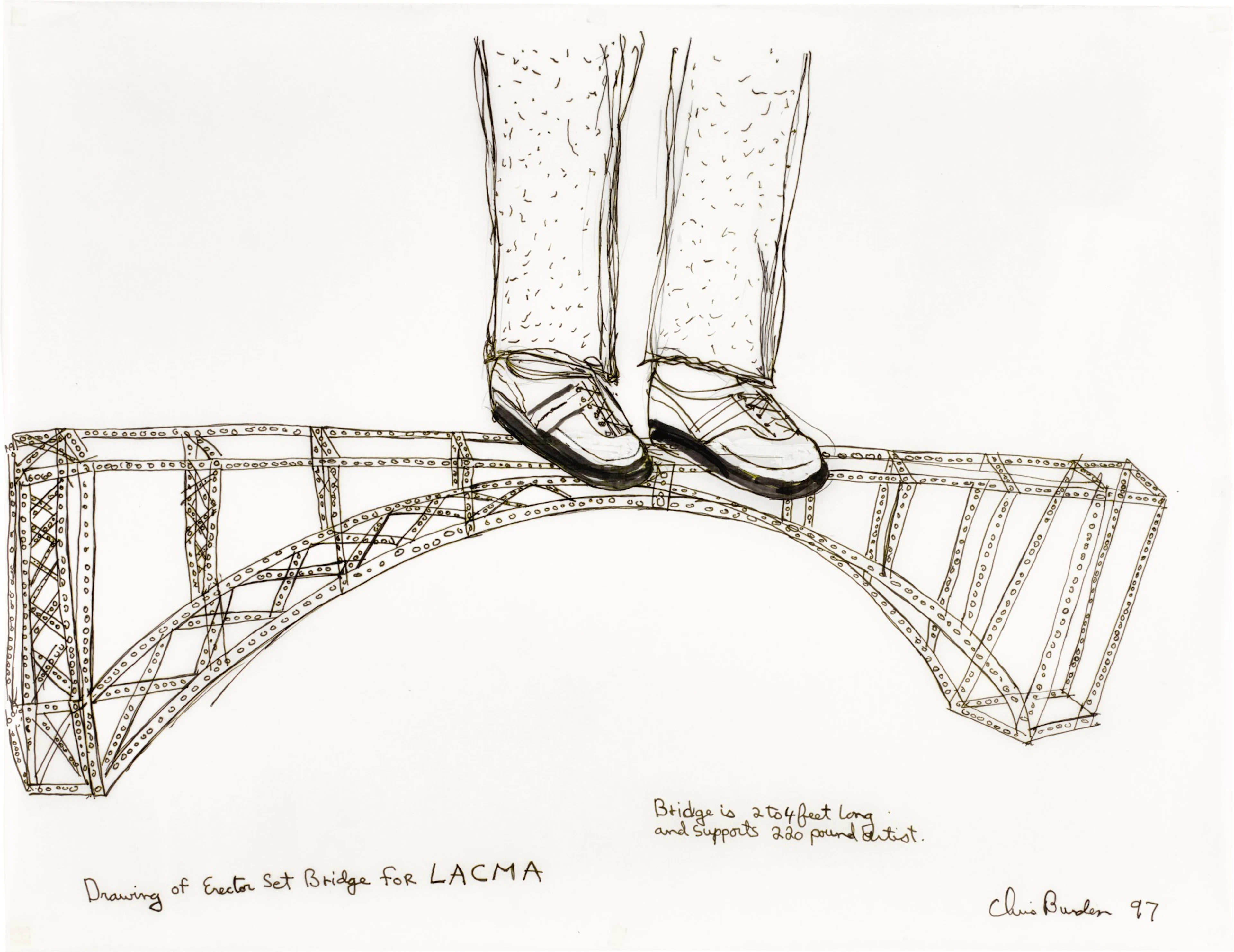 Chris burden | drawing of erector set bridge for lacma