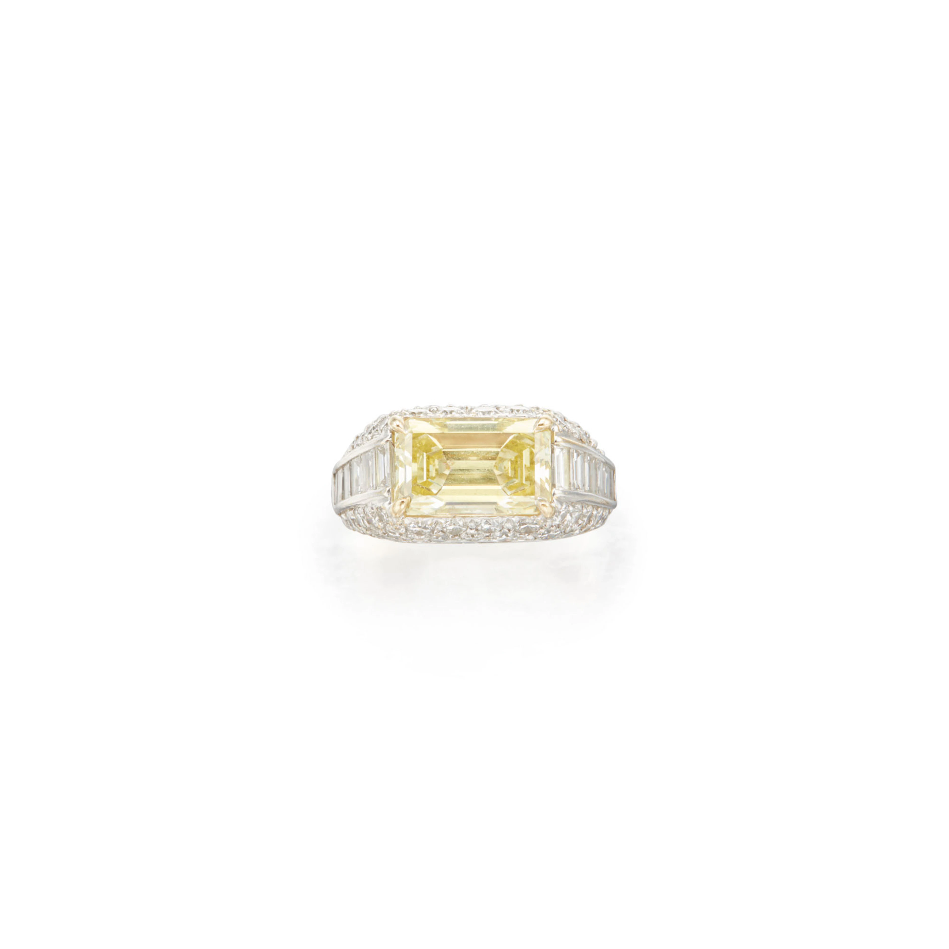 Fancy intense yellow diamond and diamond 'trombino' ring, bulgari