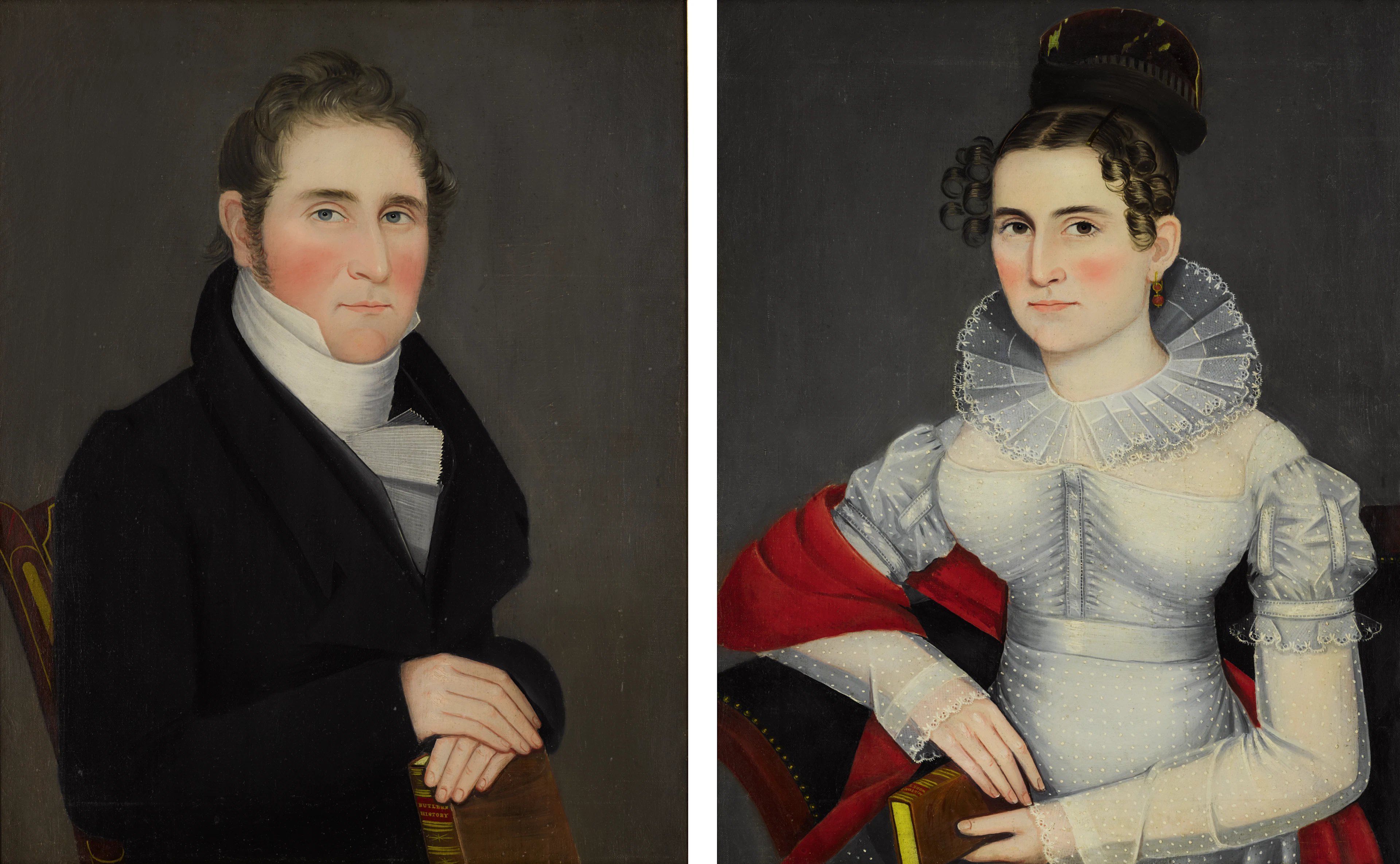 Attributed to ammi phillips | pair of portraits: samuel and letitia sloane