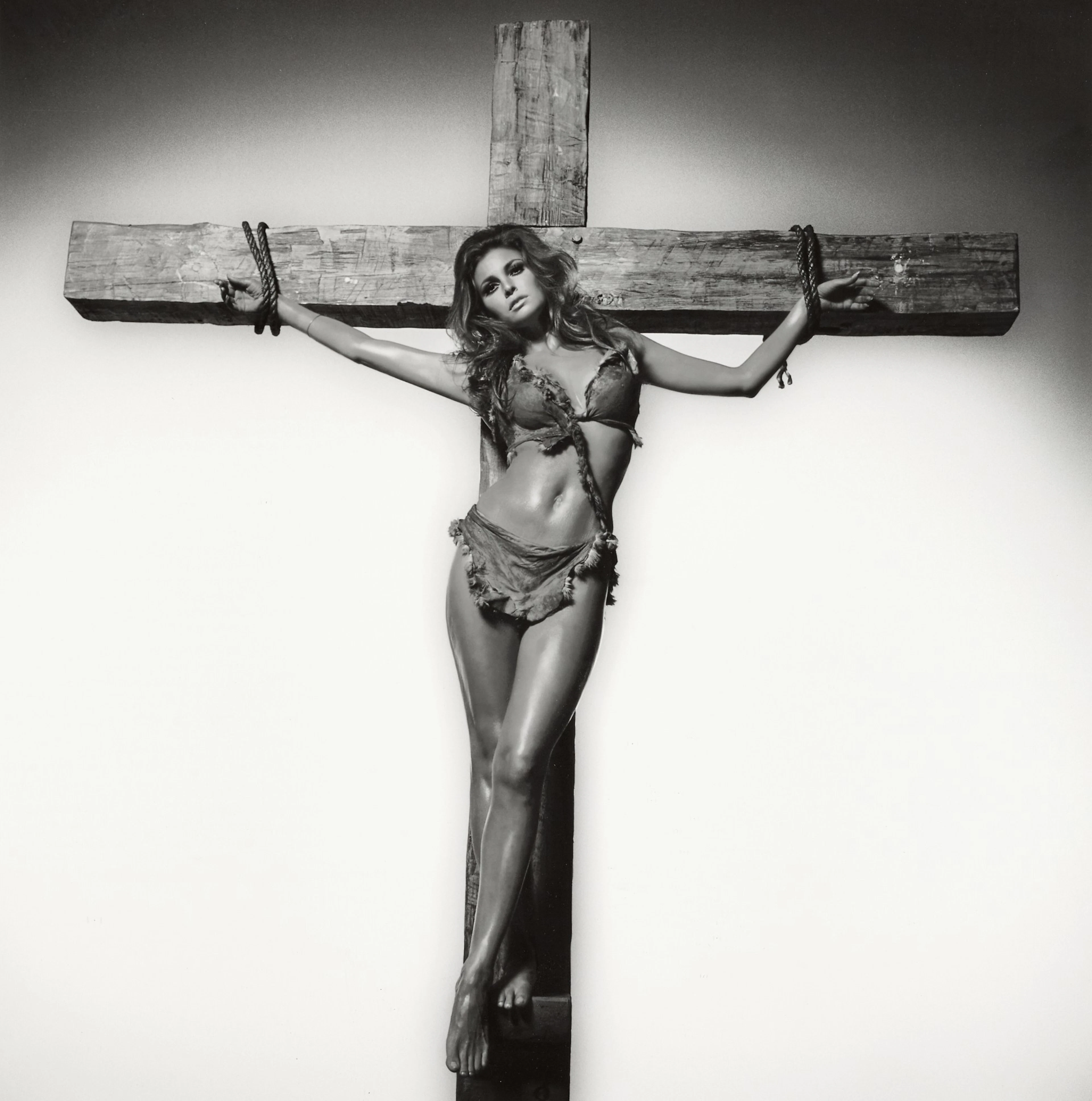 Terry o'neill | raquel welch on the cross, los angeles, 1966