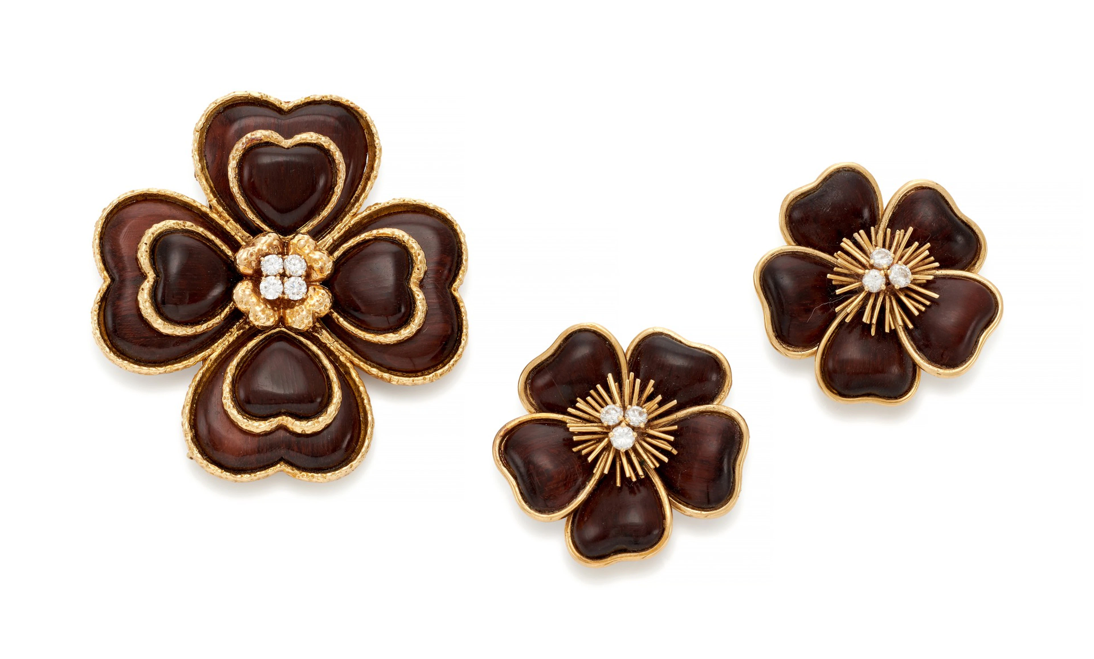 Wood and diamond demi-parure (demi-parure in legno e...