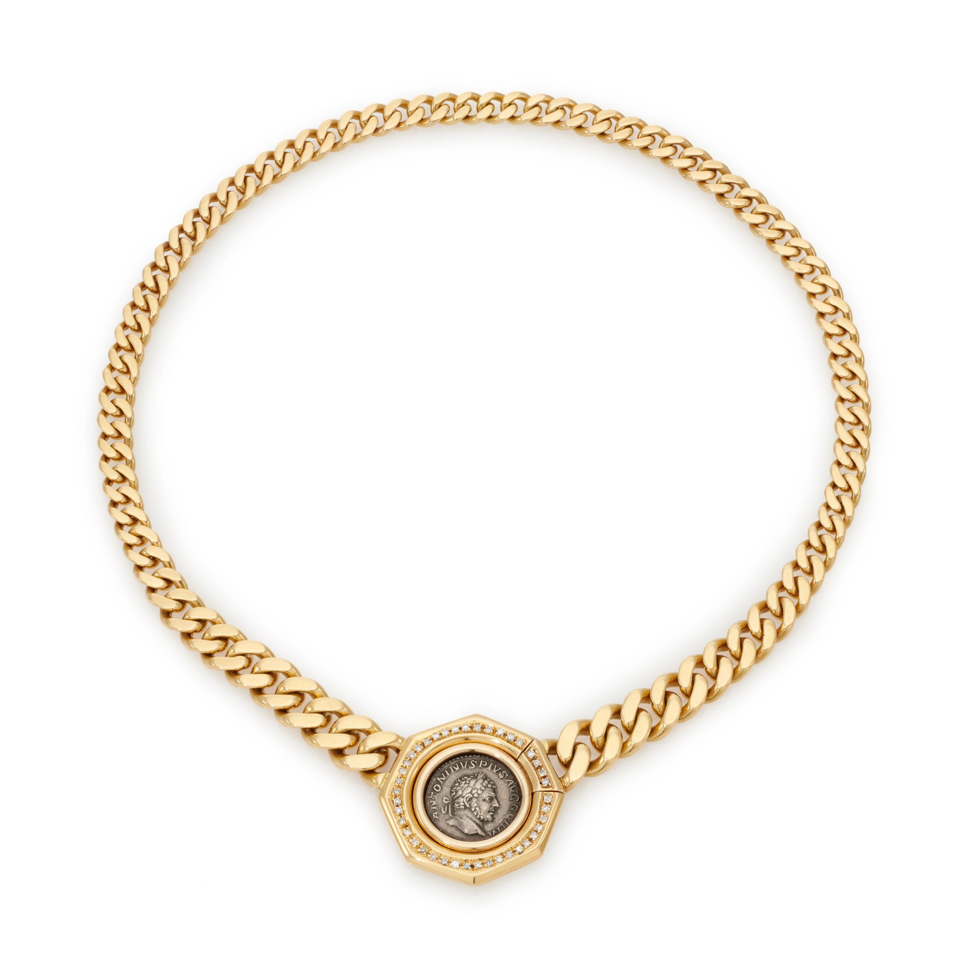 Coin and diamond necklace (collana con moneta e diamanti)