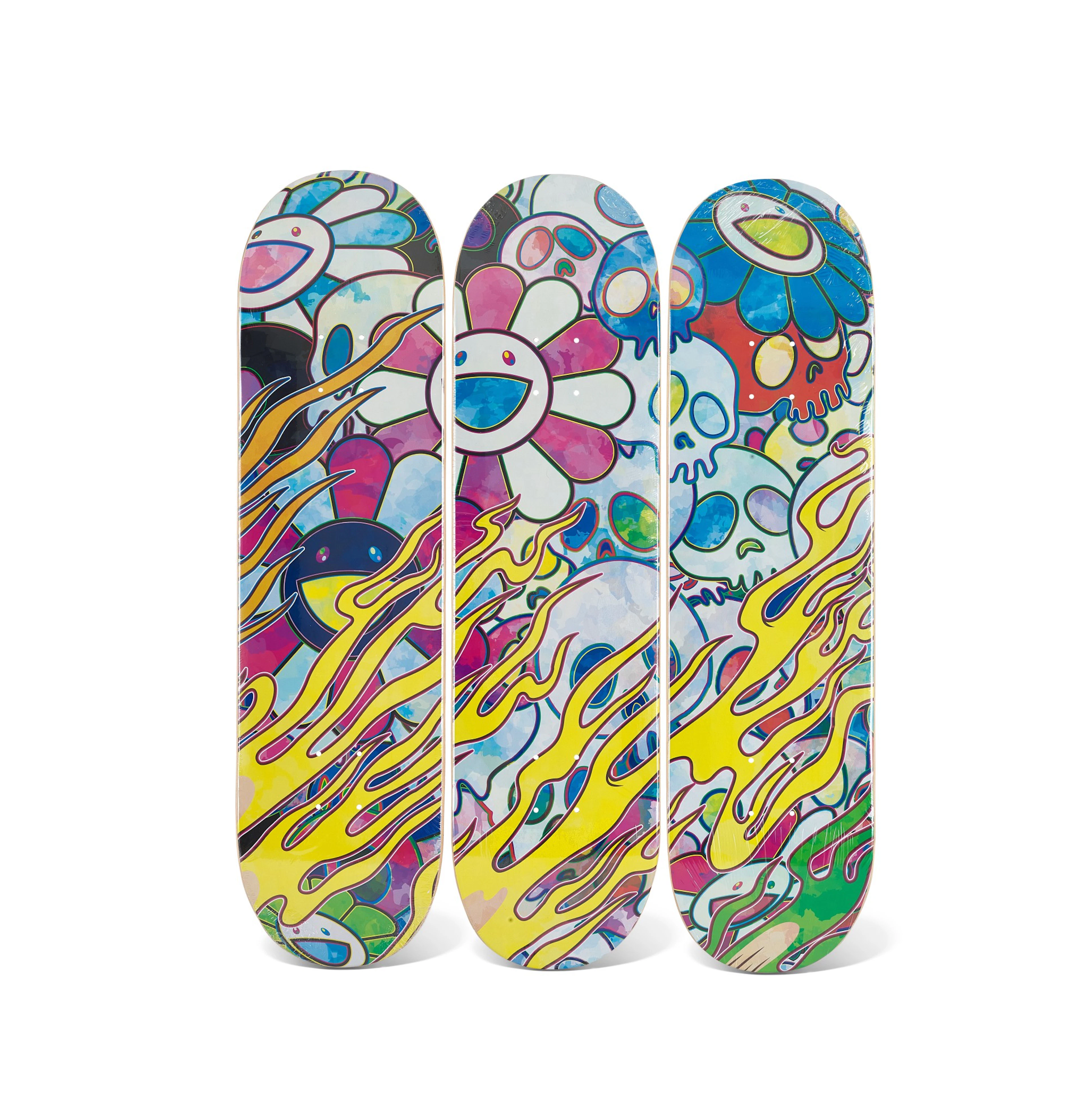 Takashi murakami 村上隆 | flaming skulls skateboard decks...