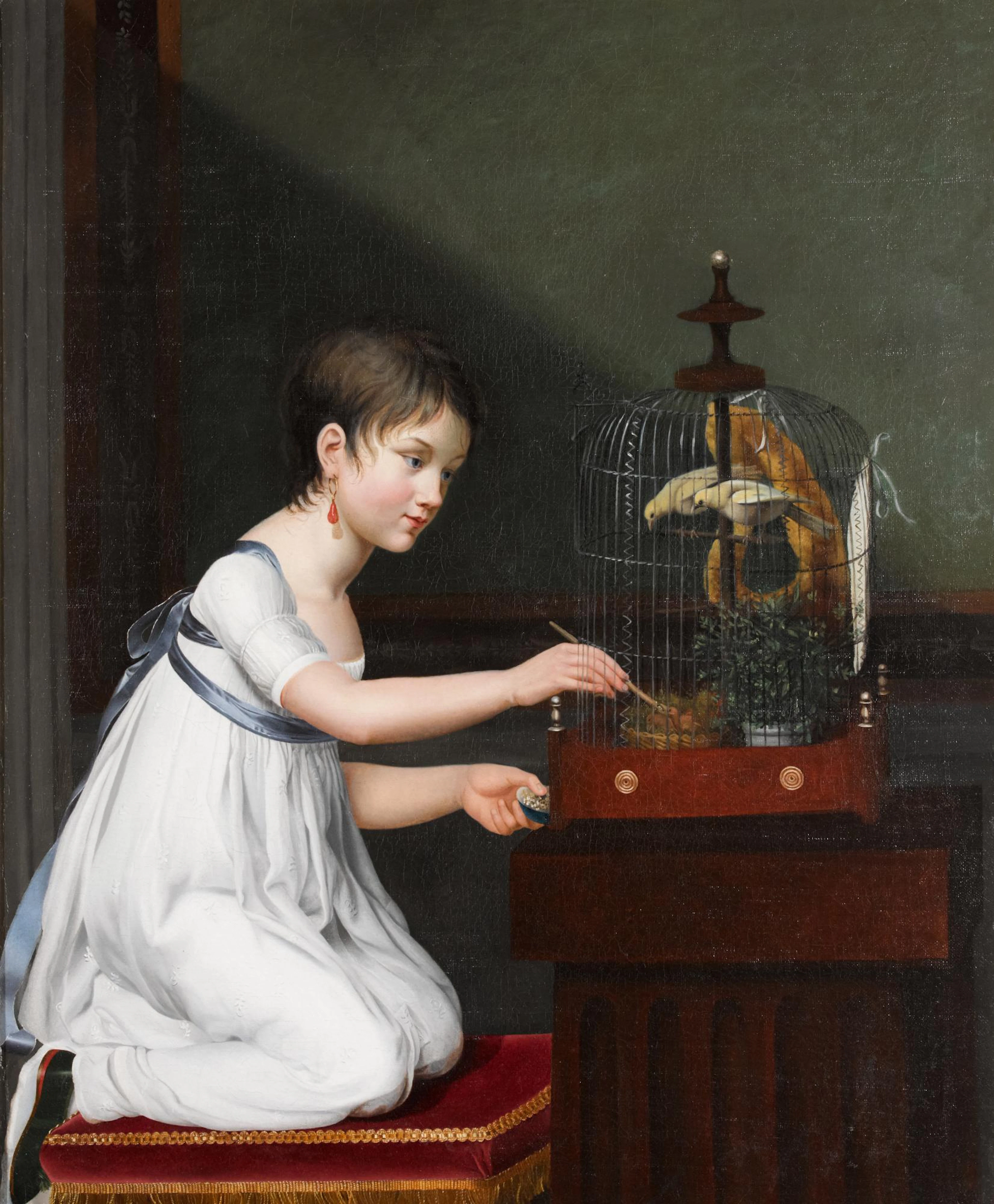 JEANNE ELISABETH CHAUDET | A young girl in a white dress with a green sash