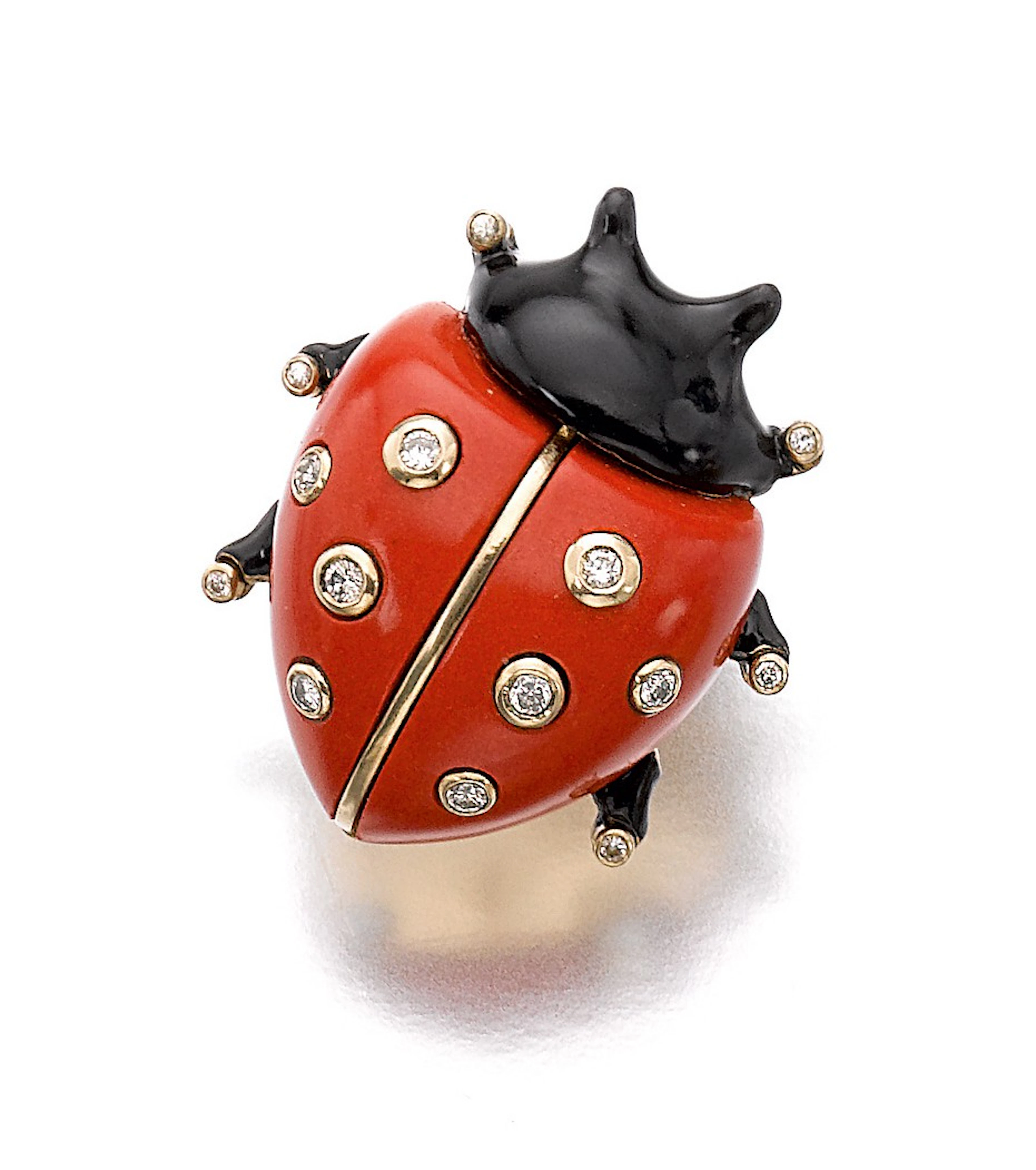 Enamel and diamond brooch, 'coccinelle', cartier