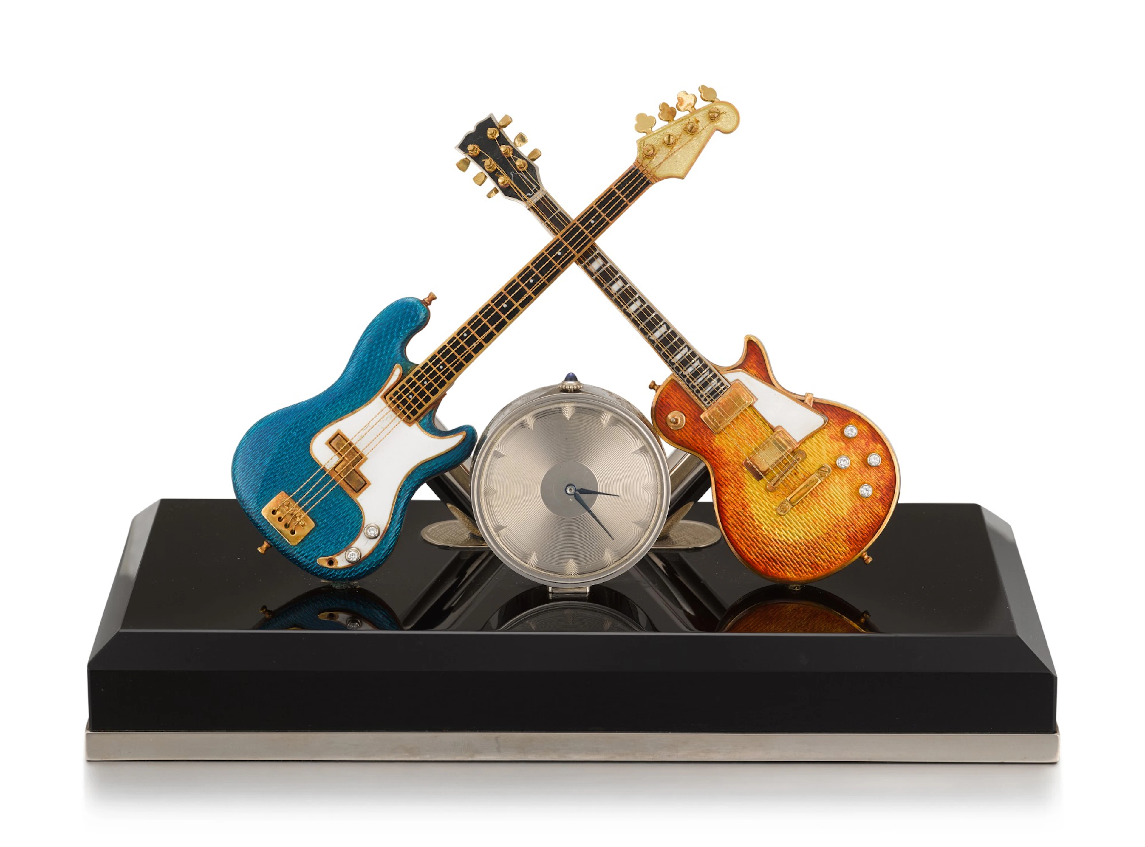 Asprey | a white gold and enamel penholder with timepiece