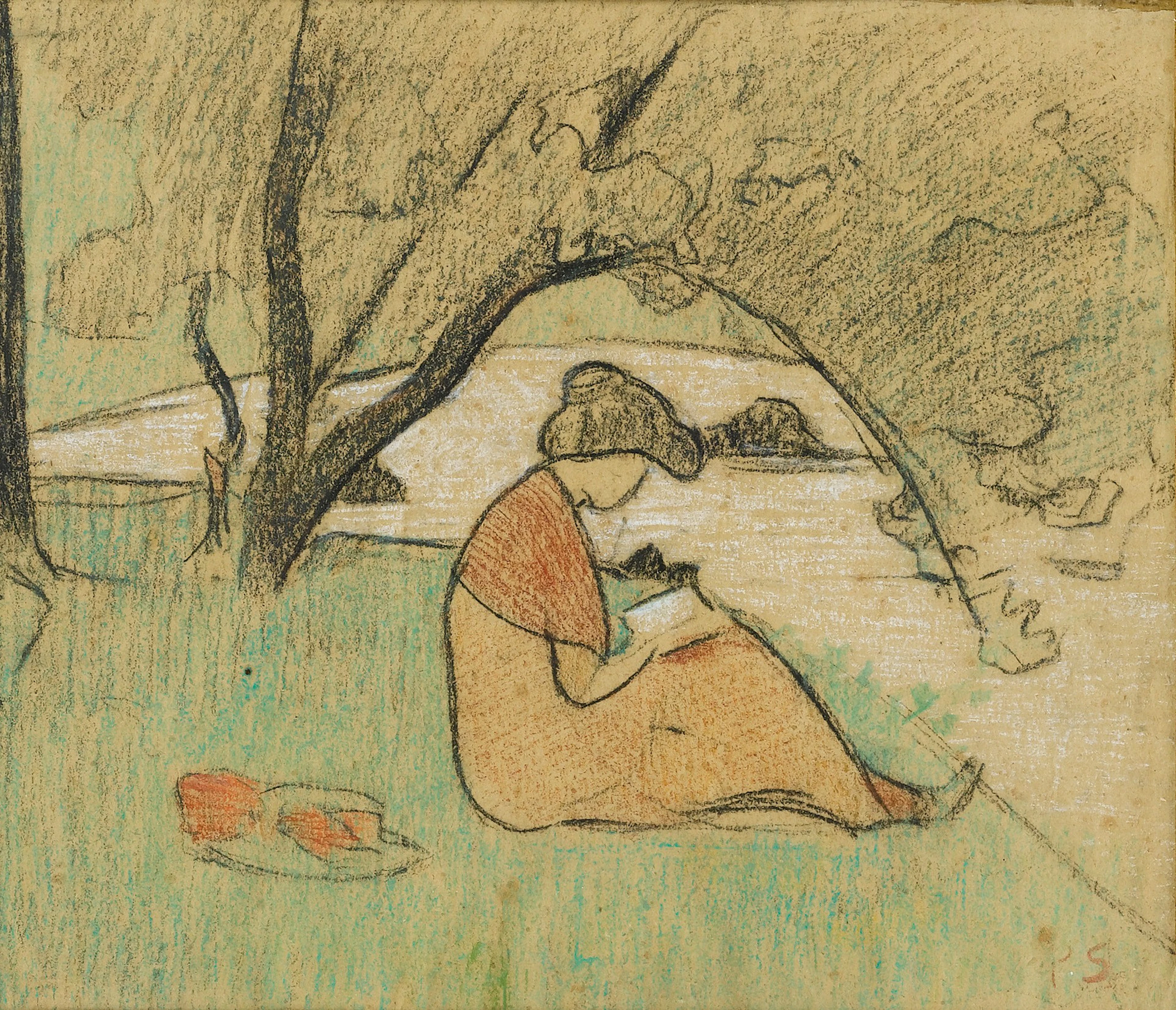 Paul sérusier | marguerite sérusier lisant près de la rivière