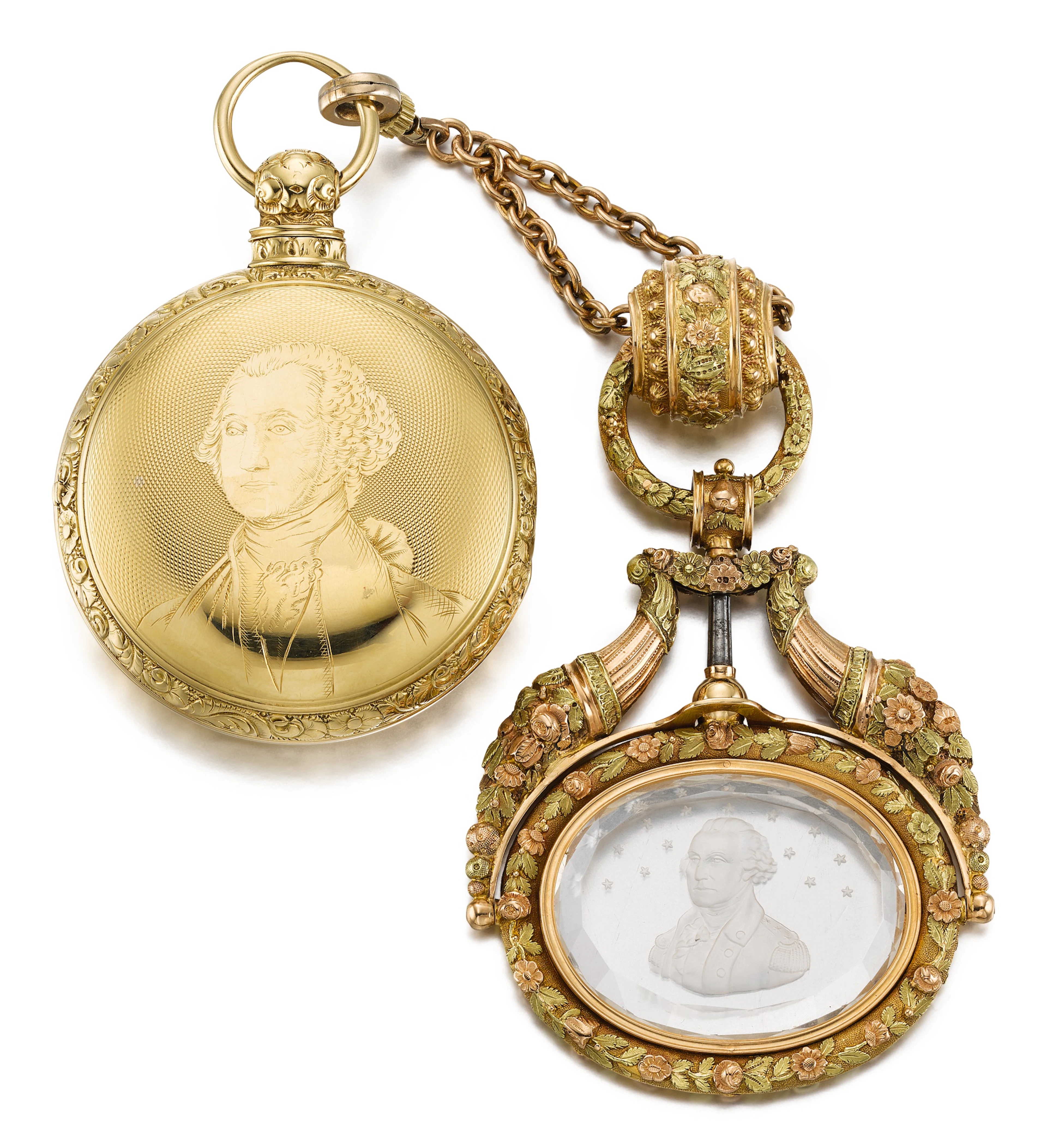 Jacob fogle | a gold pair cased watch with stop slide and...