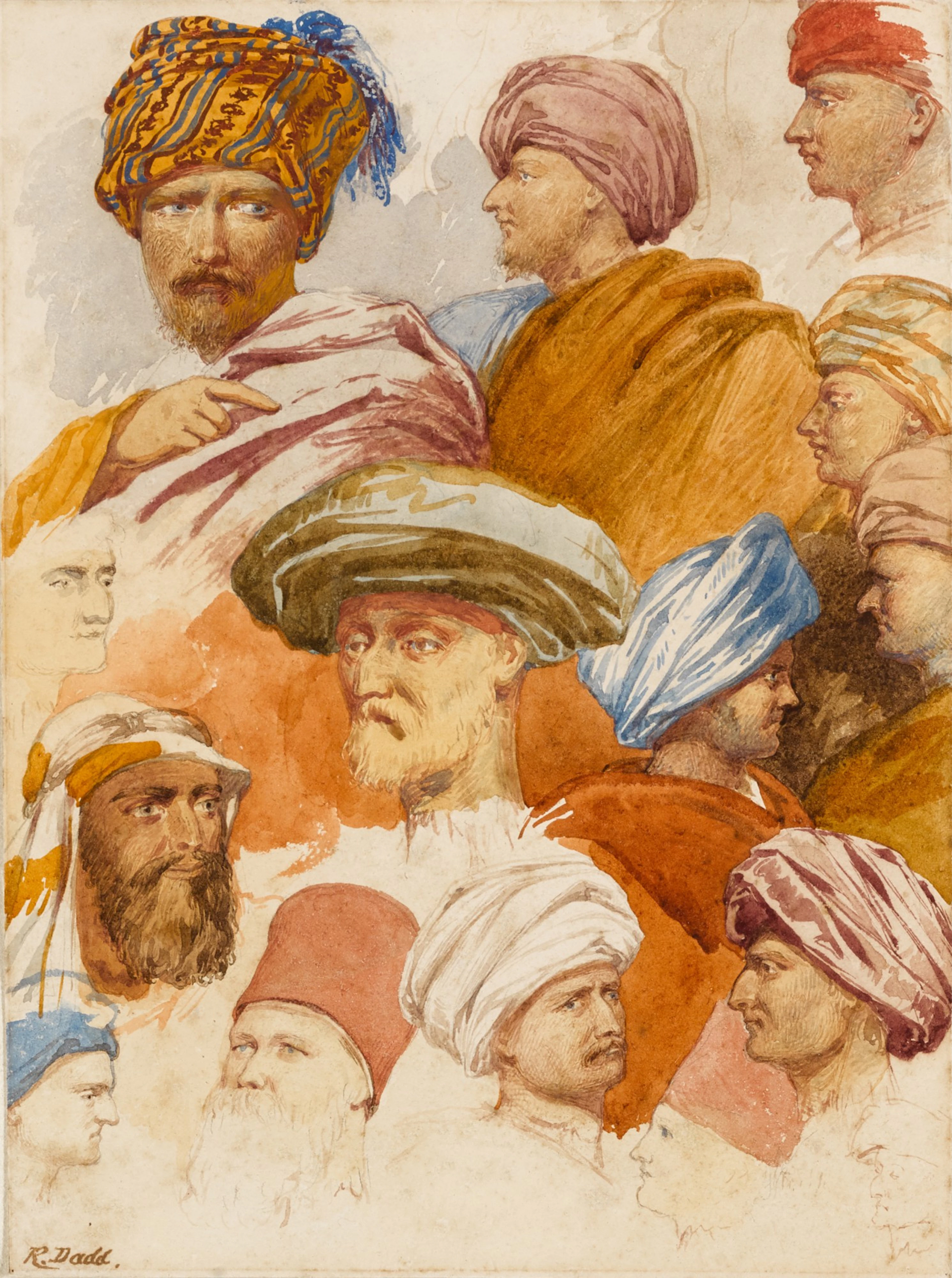 Richard dadd | study of middle-eastern heads