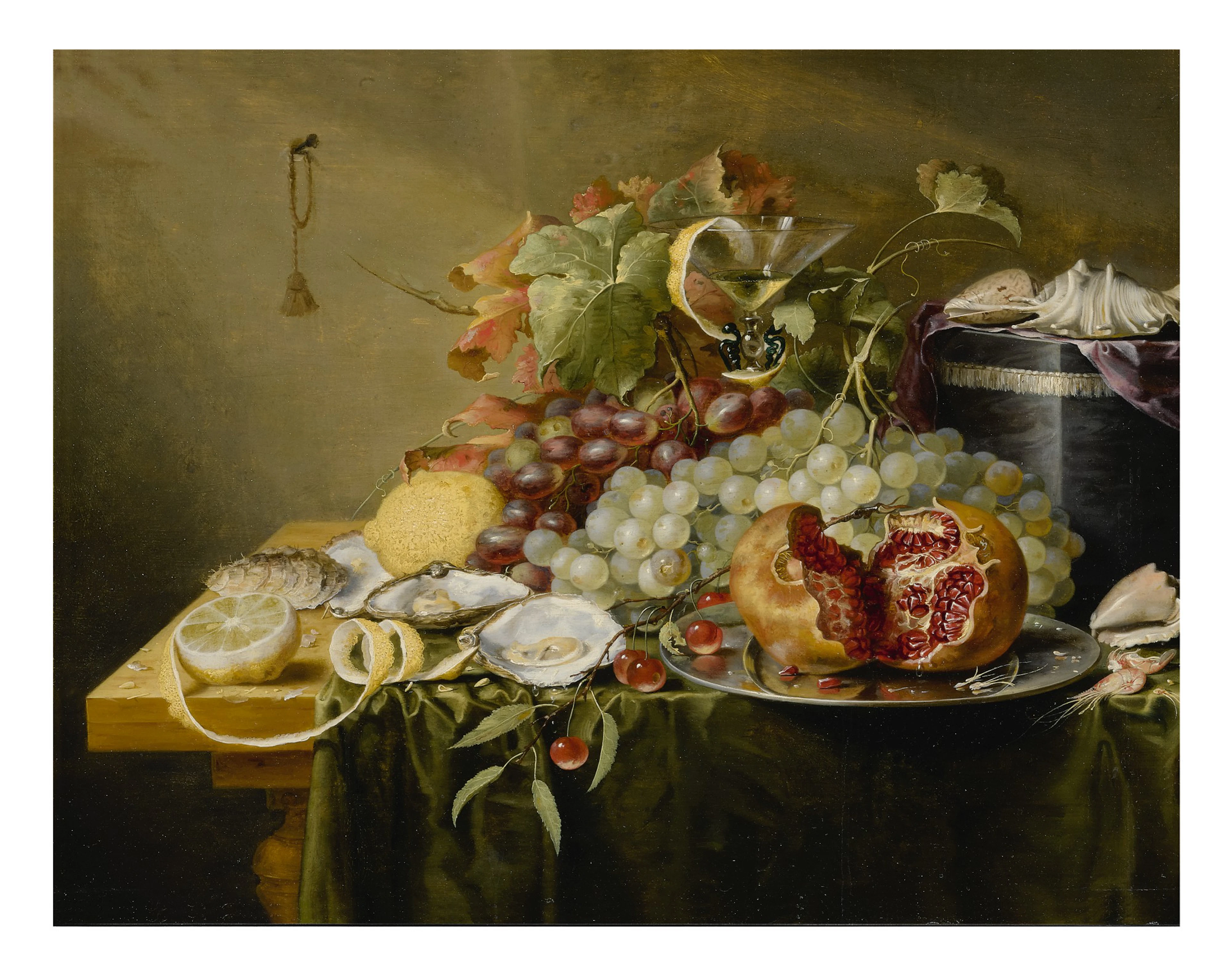 Laurens craen | a still life with a pomegranate and other fruits