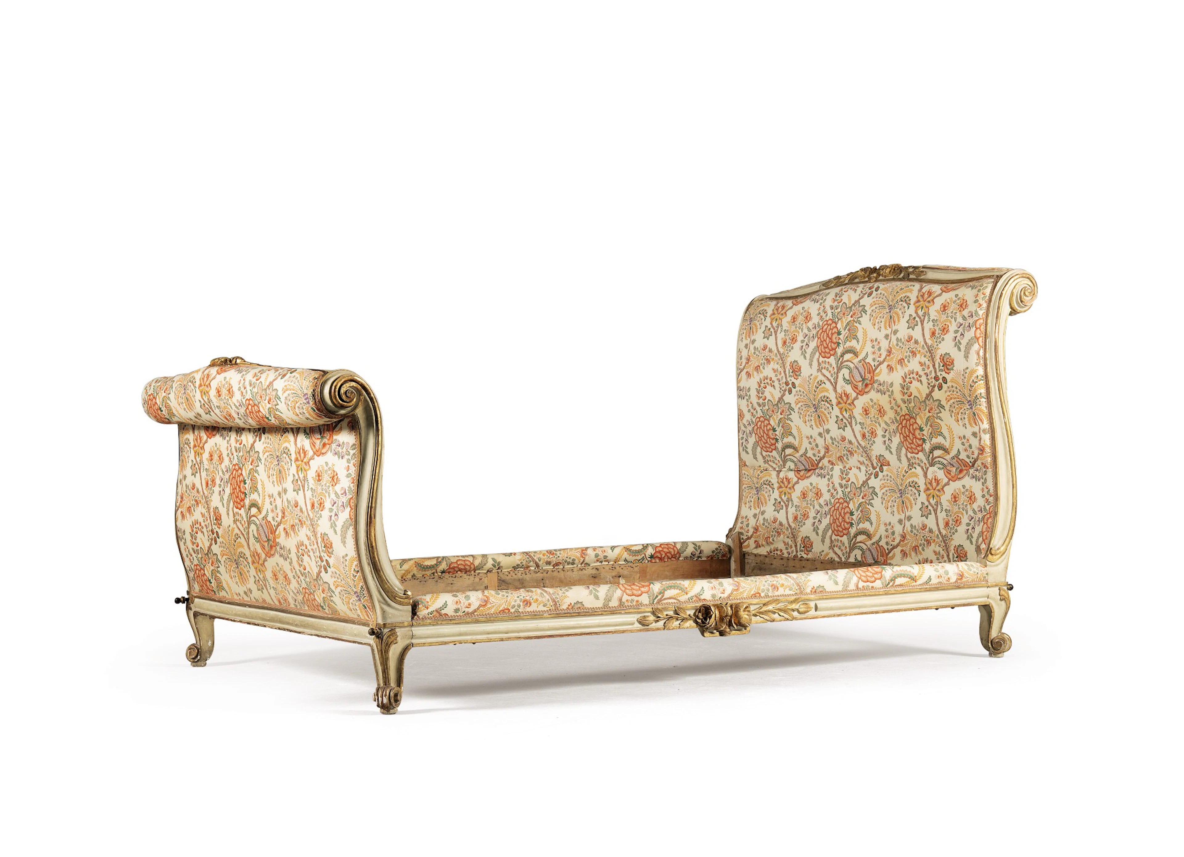 A late louis xv white parcel-gilt bed