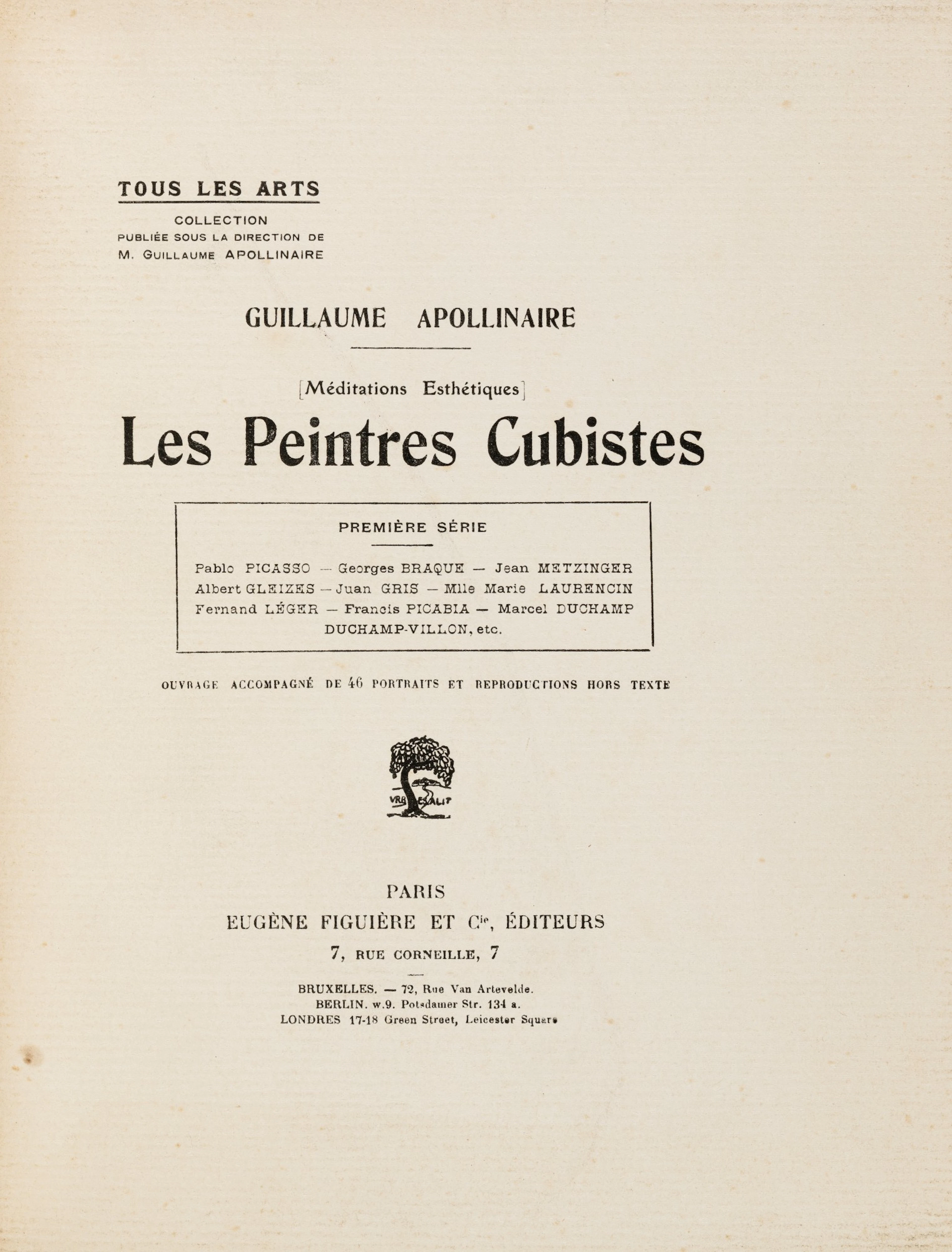 APOLLINAIRE. Les Peintres cubistes. 1913. E.O. 1/10 exemplaires sur Japon.
