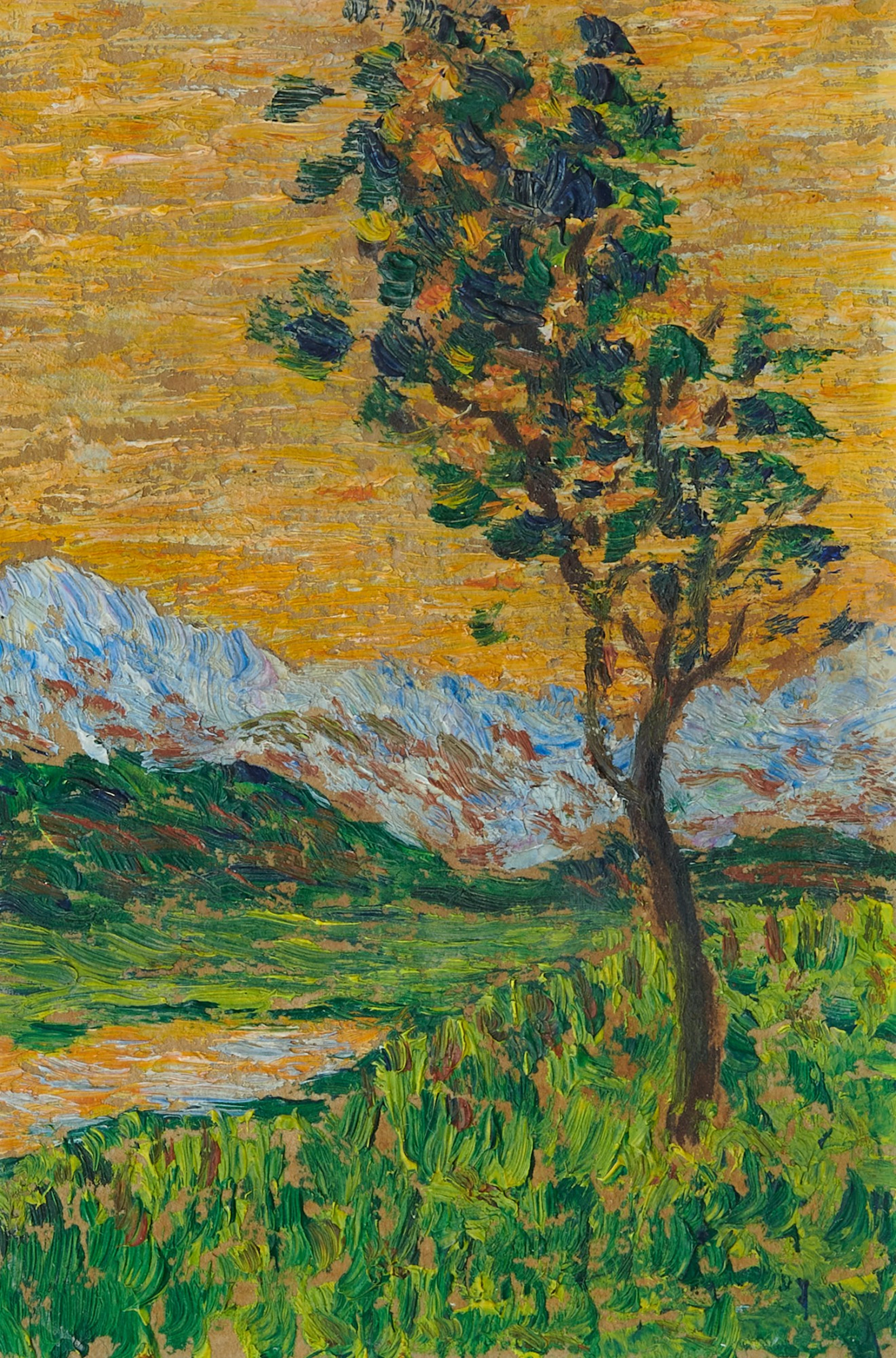 Gottardo segantini | berglandschaft mit bäumen, 1936