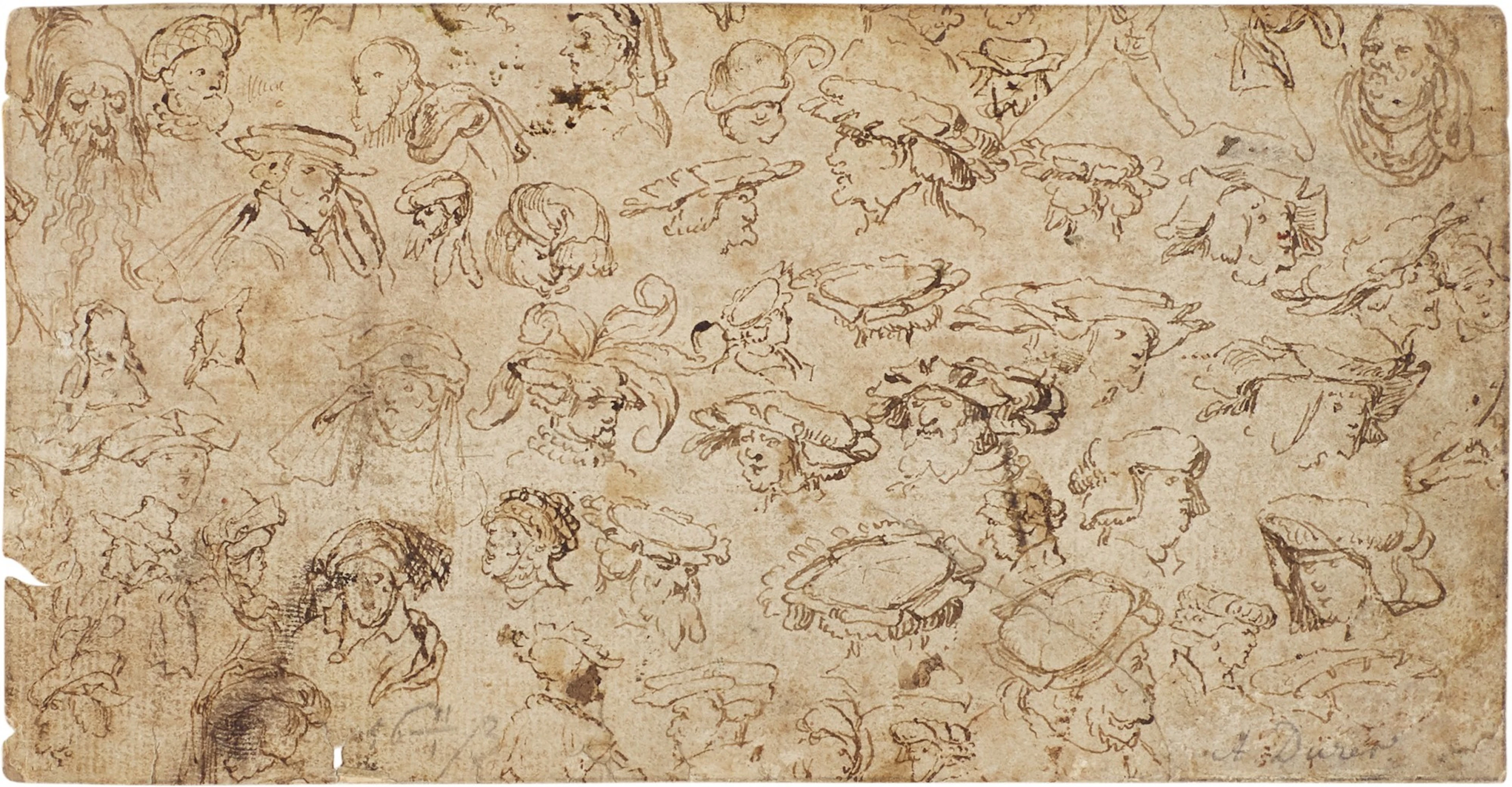 German school, 16th century | sheet of studies of heads