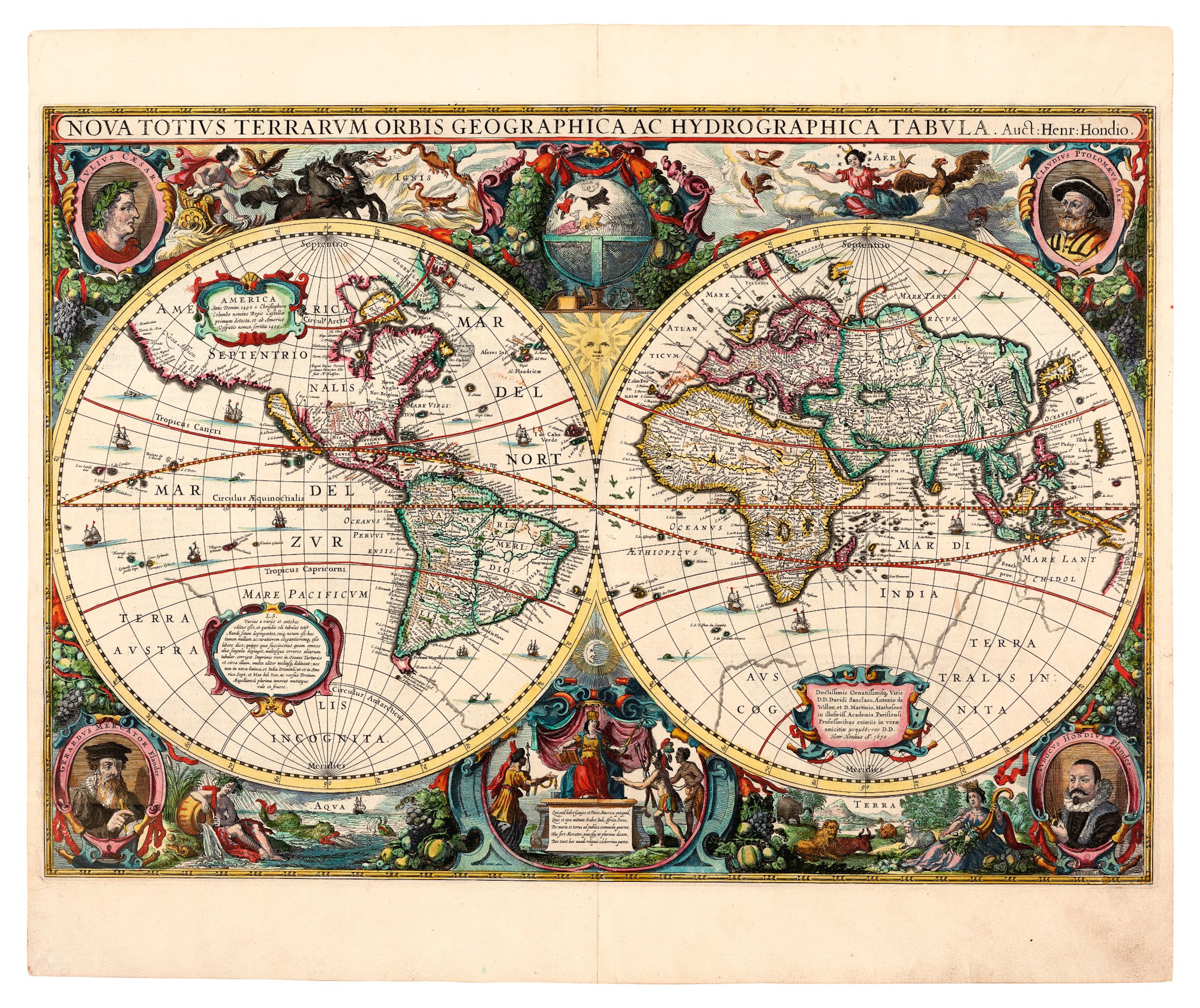 Hondius. Nova totius terrarum orbis geographica ac hydrographica tabula
