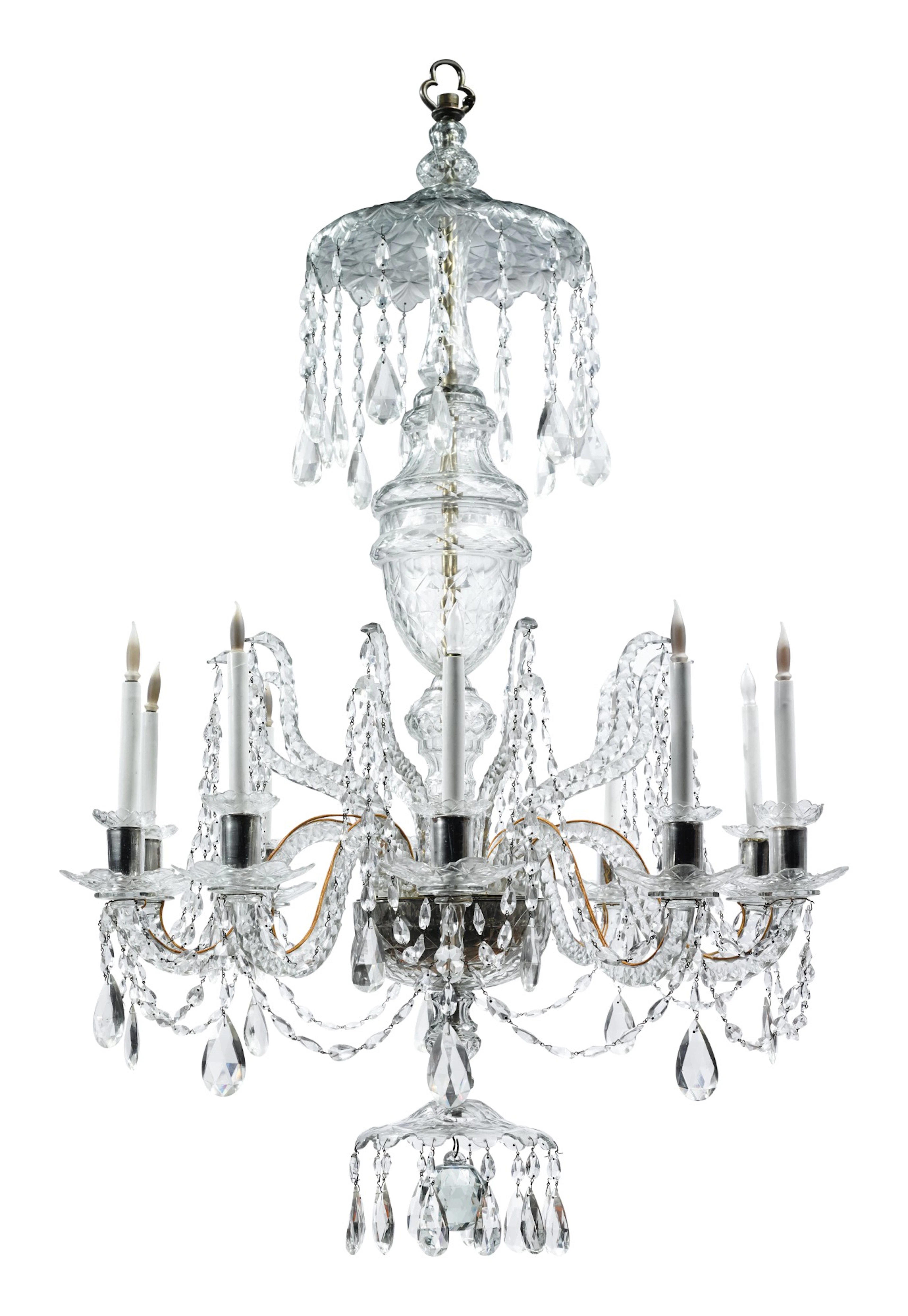 A george iii style cut glass ten-light chandelier