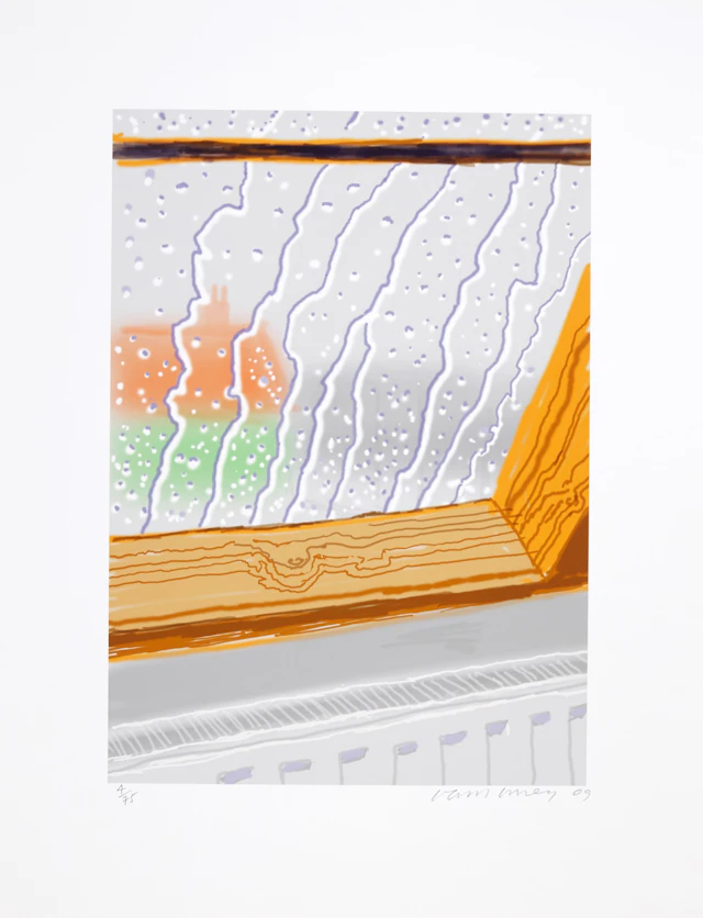 David hockney r.a | rain on the studio window
