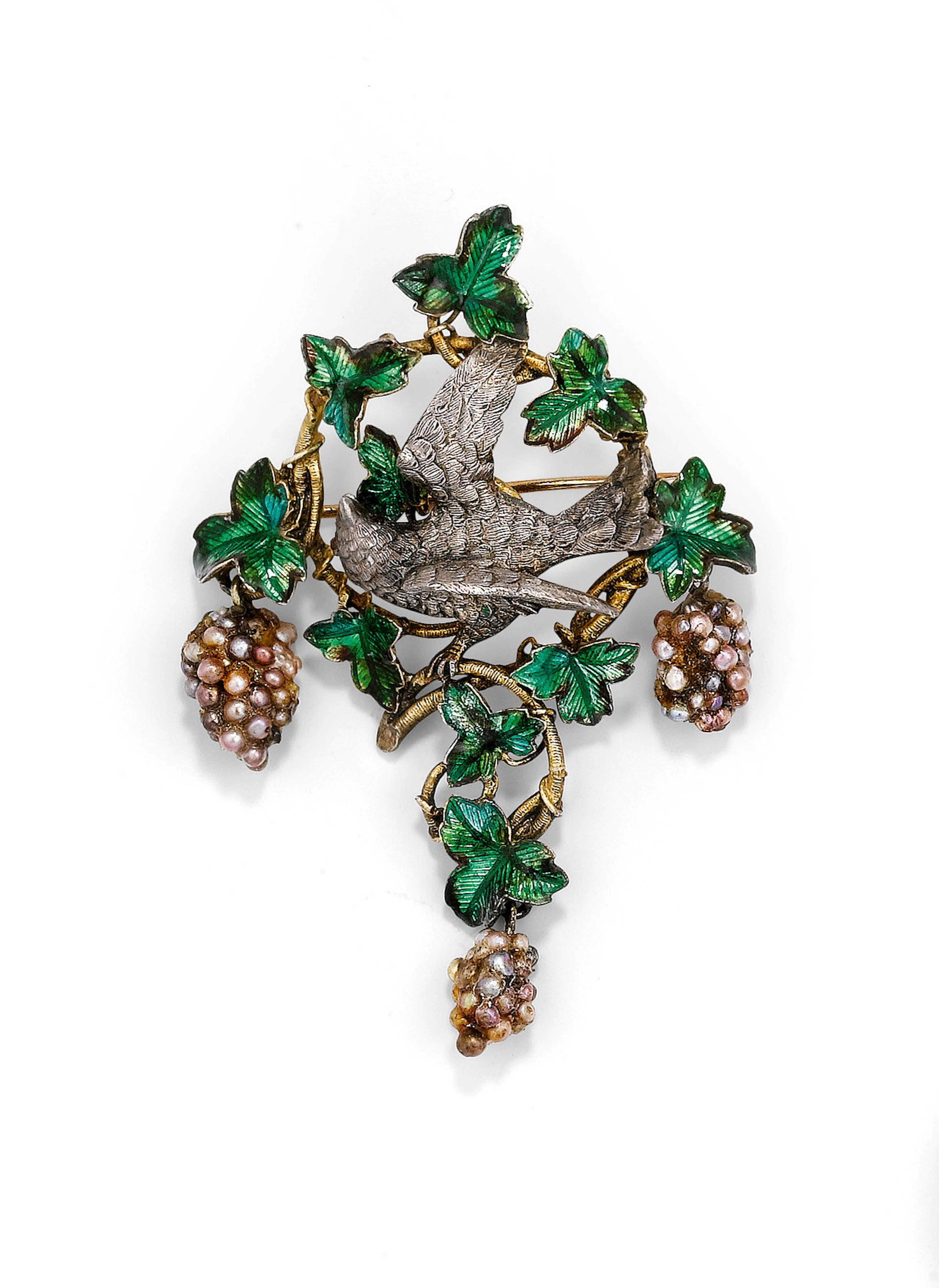 Broche perles de semence et émail