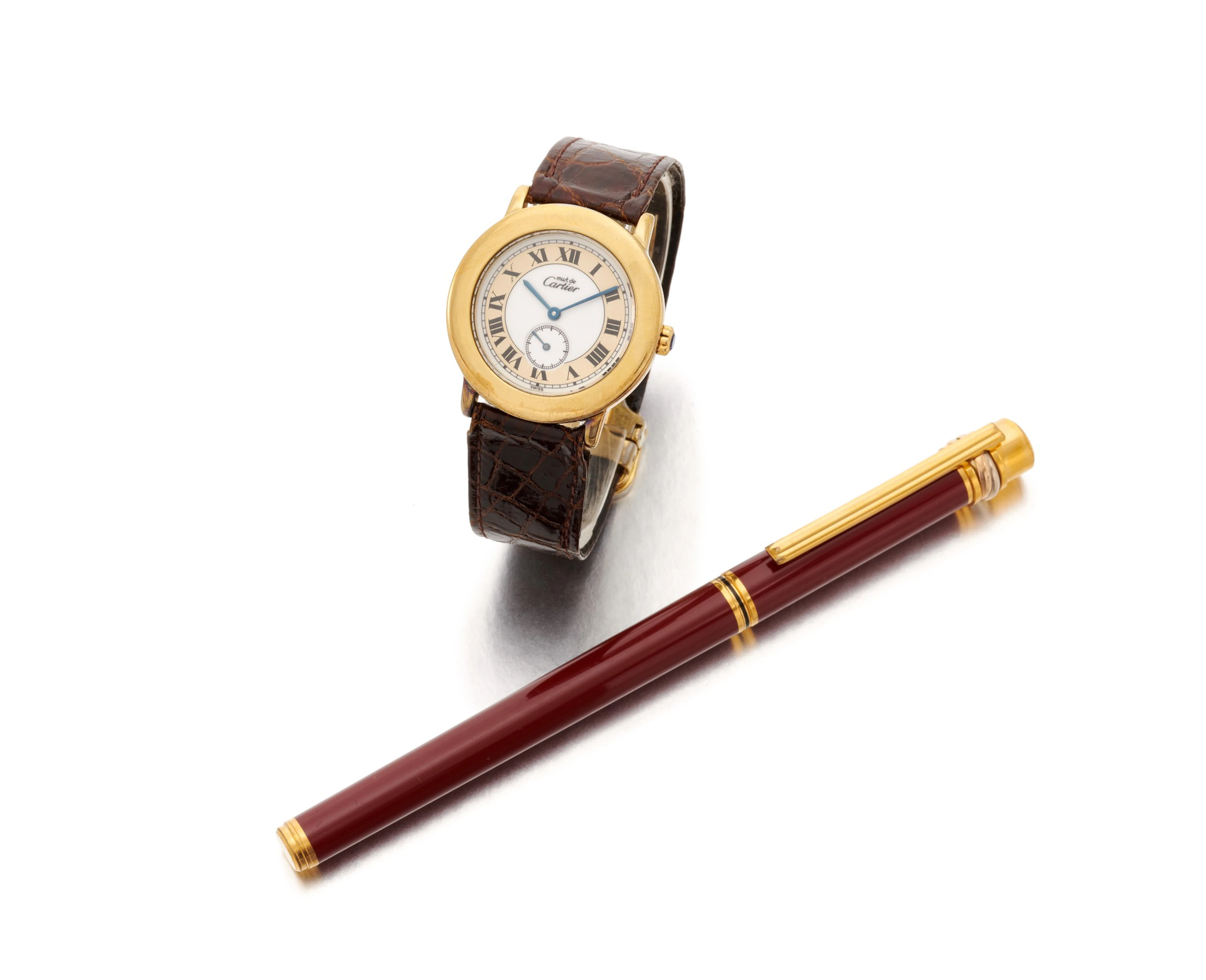 Cartier | 'must de cartier' fountain pen and wristwatch...