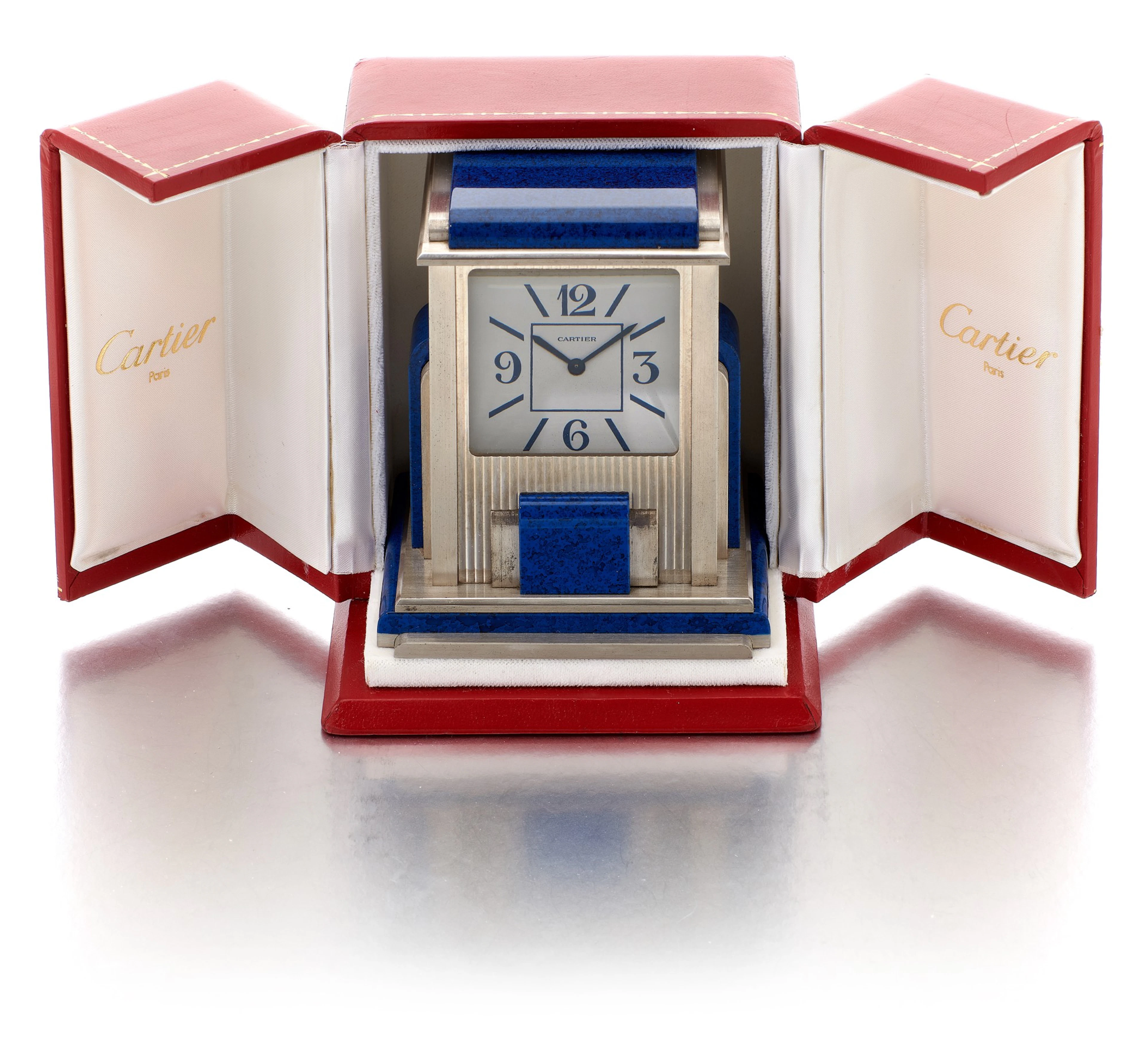 Cartier | mystery prism desk timepiece silver-plated and...