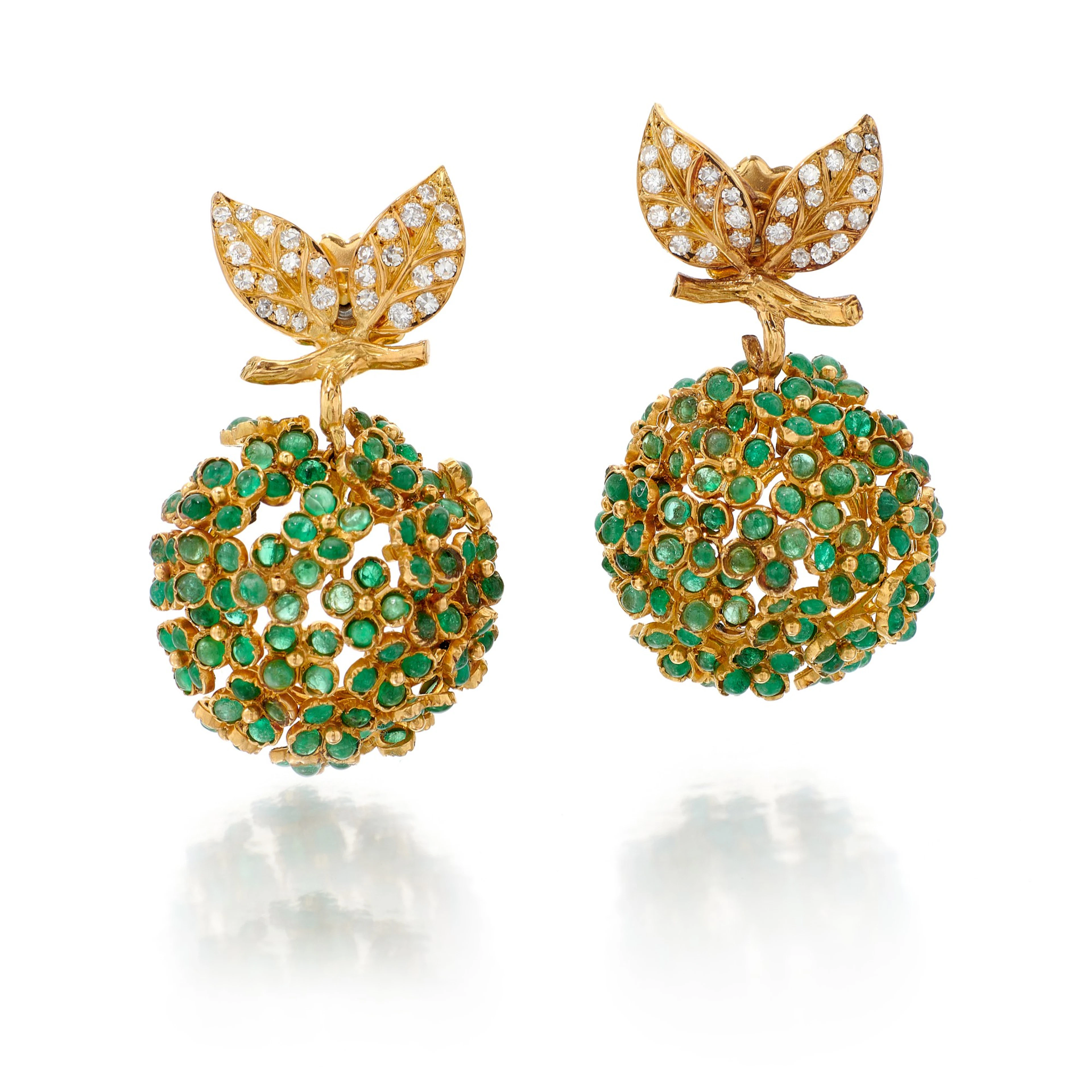 Boucheron | pair of emerald and diamond earrings (paio di...