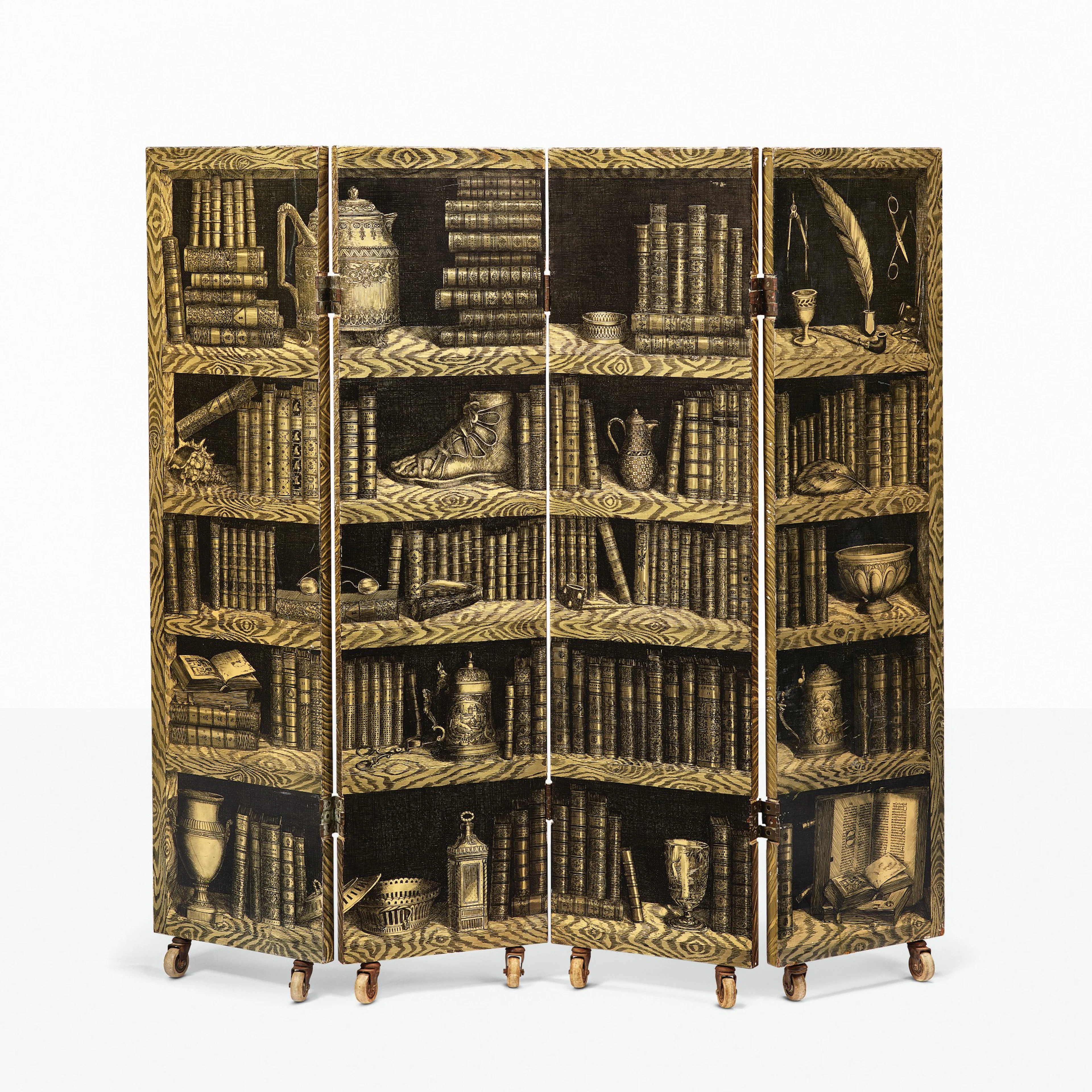 Piero fornasetti | "libri" and "strumenti musicali" folding screen