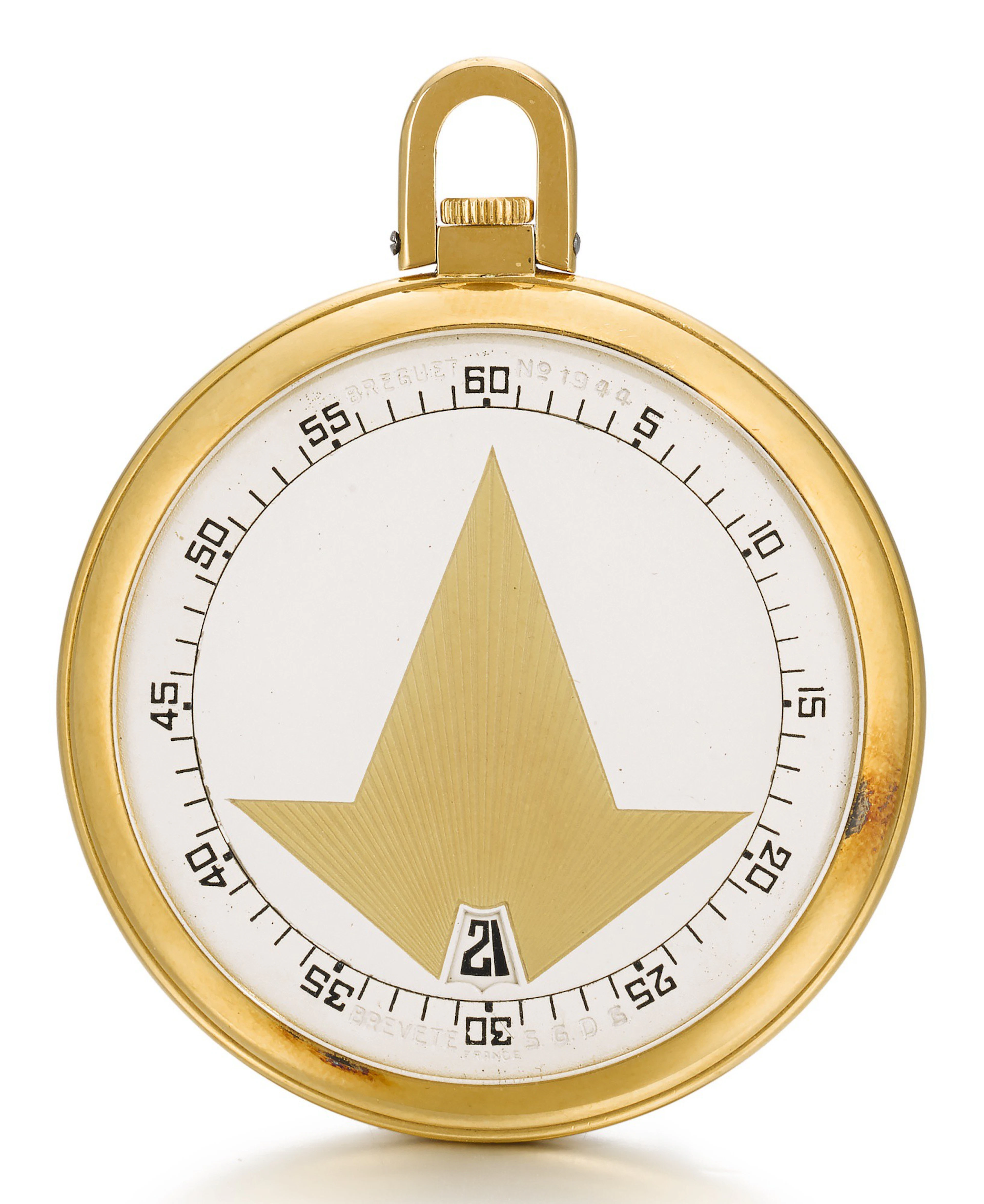 A gold wandering jump hour keyless lever watch no