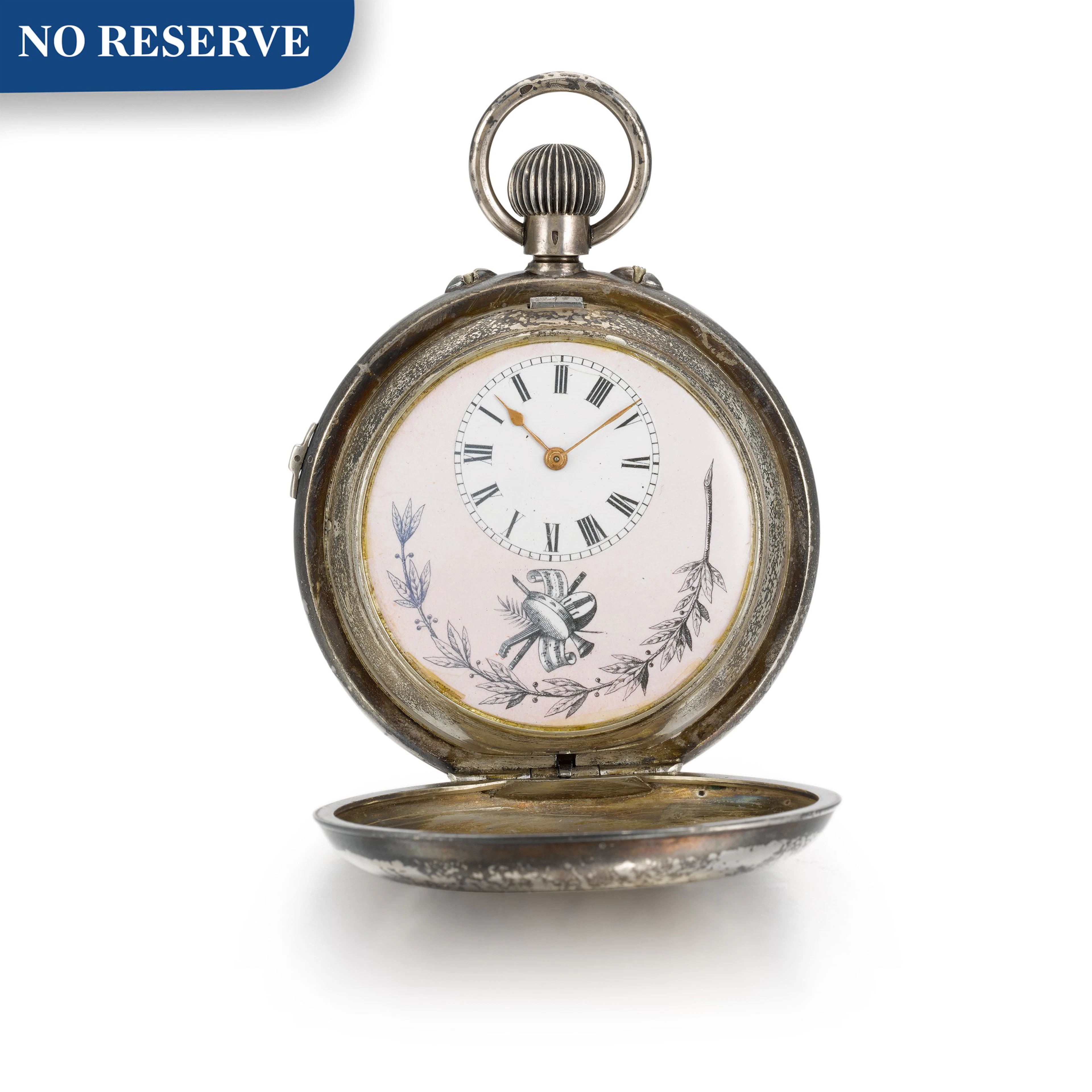 A silver hunting cased musical watch playing on the hour...