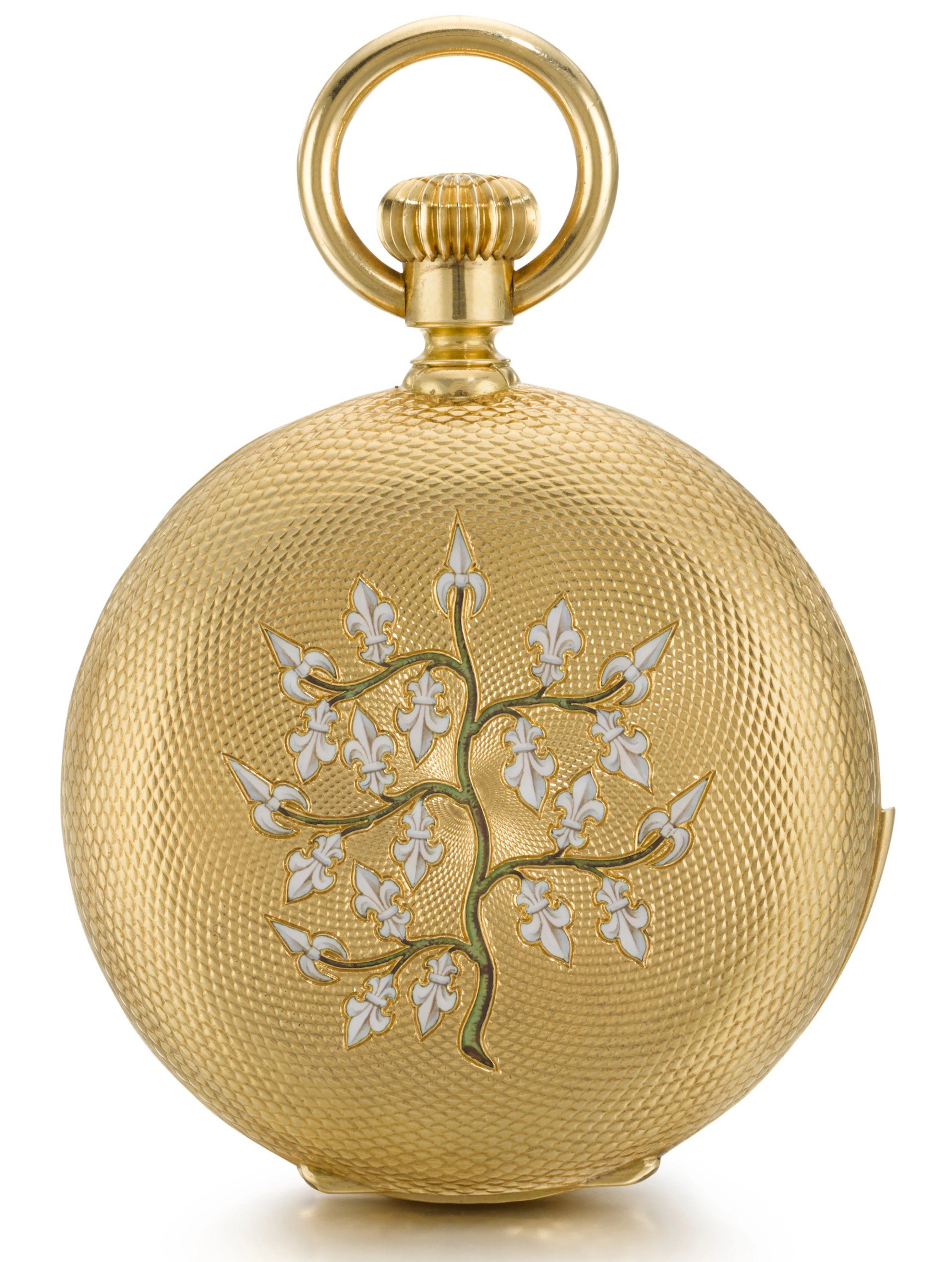 A gold and enamel hunting cased half quarter repeating...