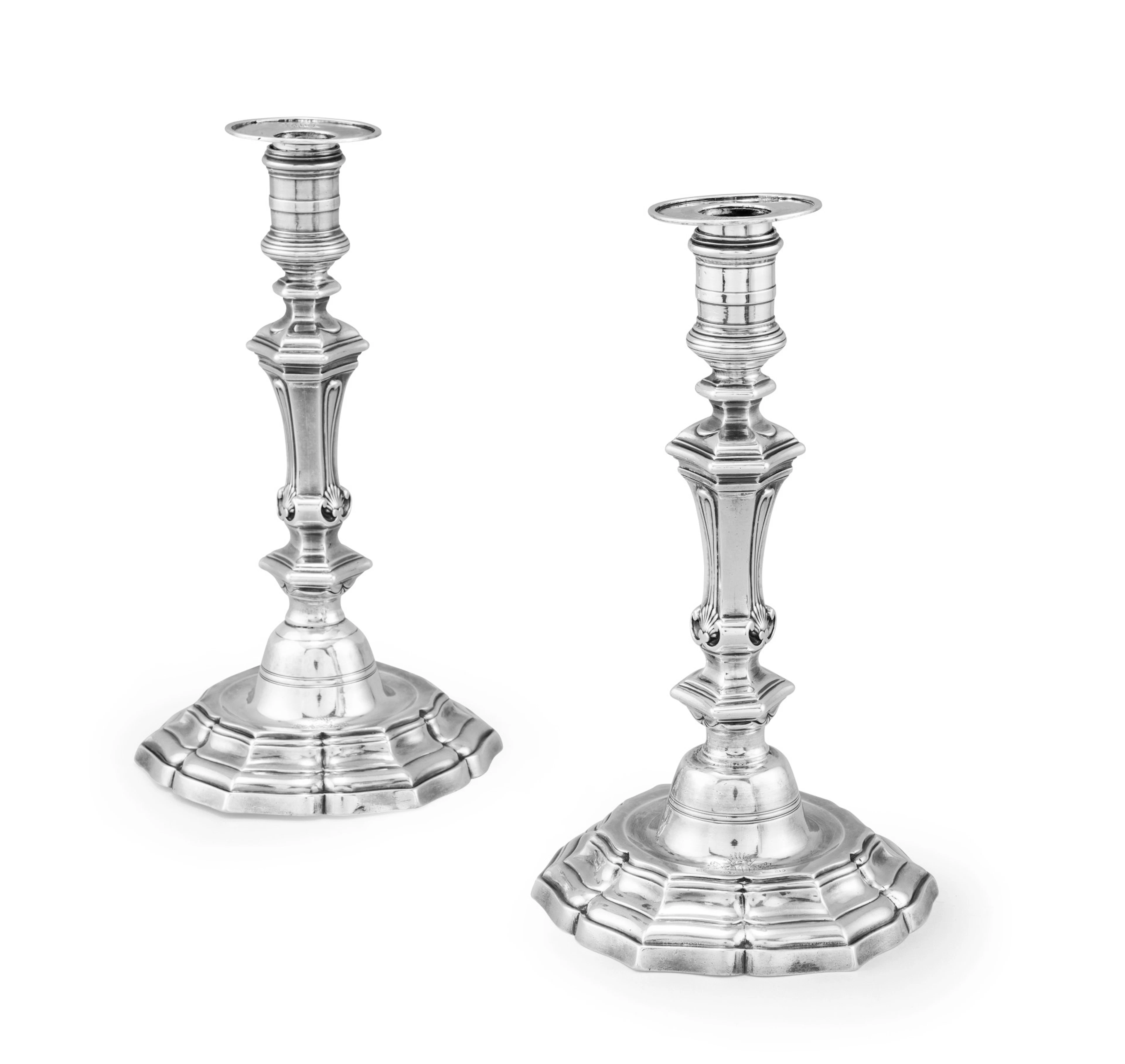 A pair of silver candlesticks