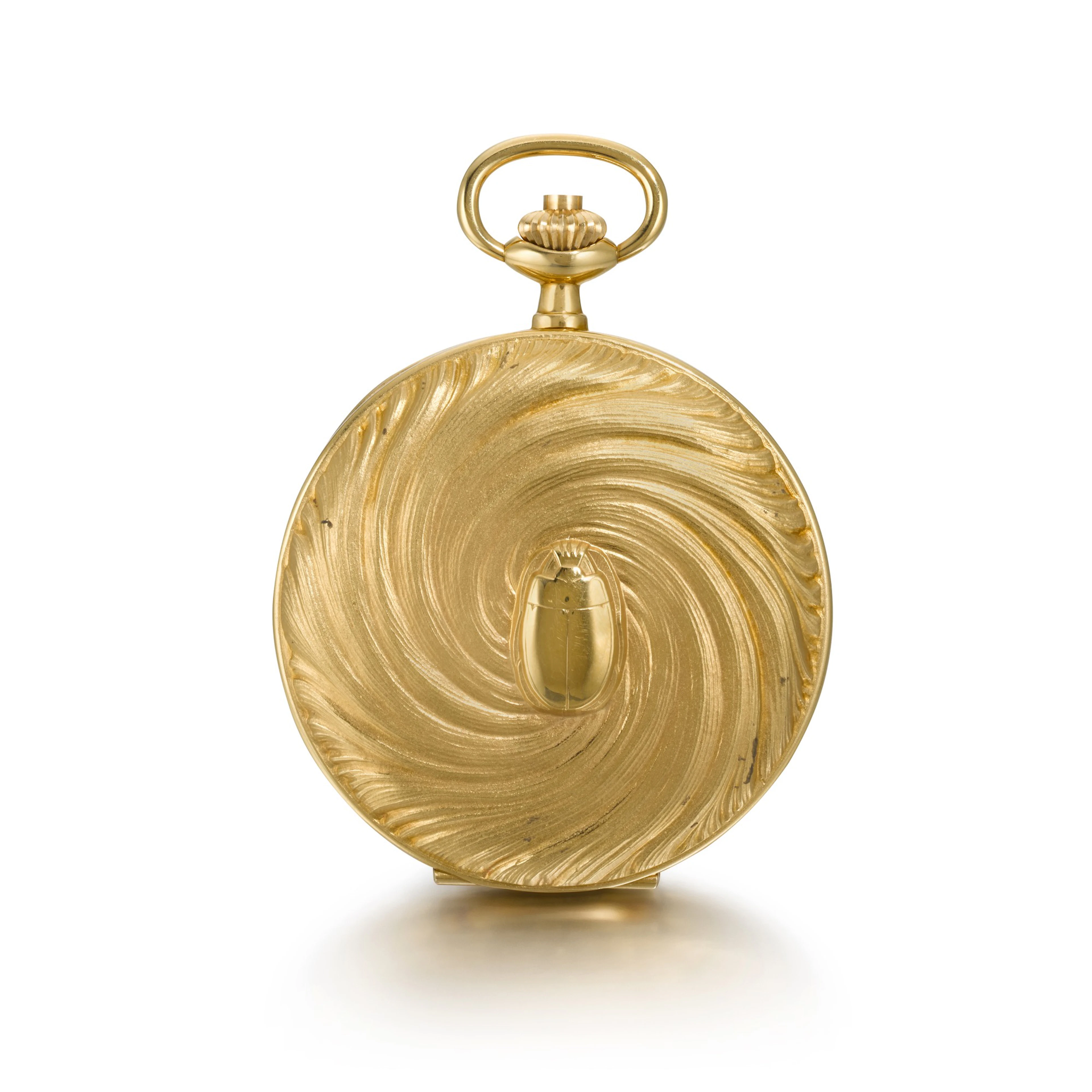 Scarabaeous yellow gold full hunting cased keyless watch...