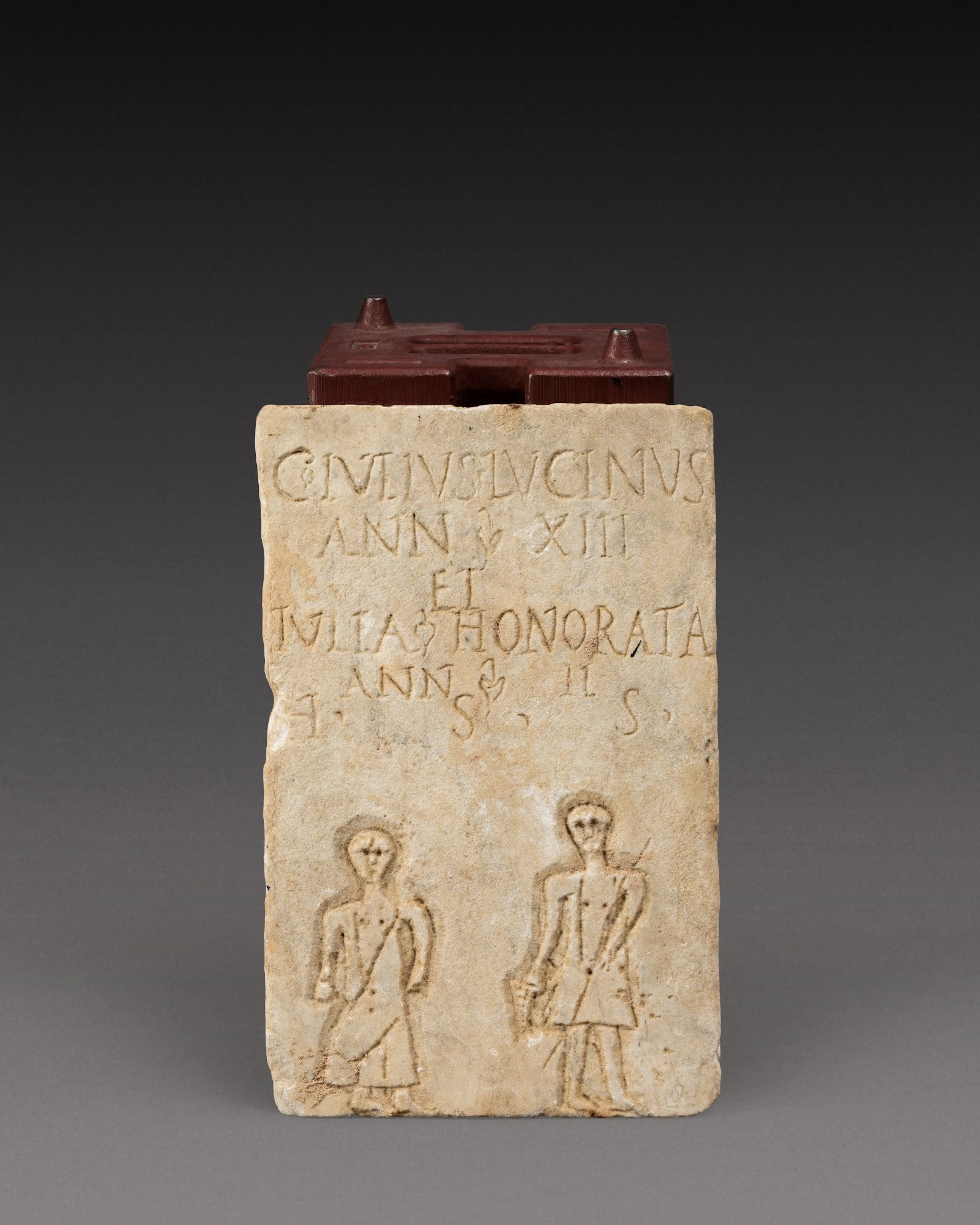 A Roman Marble Funerary Plaque inscribed for Gaius and Julia