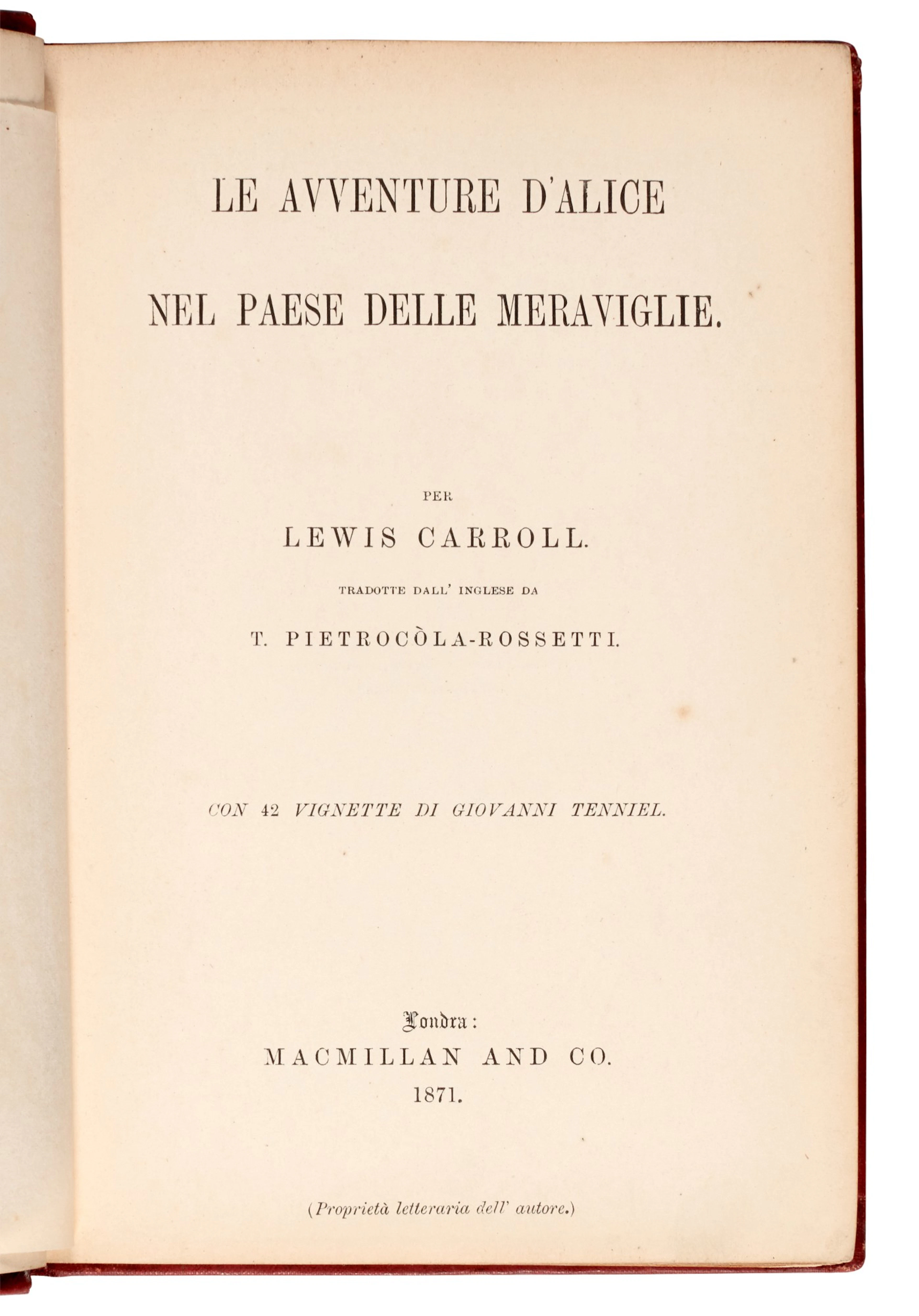 CARROLL | Le Avventure d'Alice nel paese delle Meraviglie, 1871, the rare issue