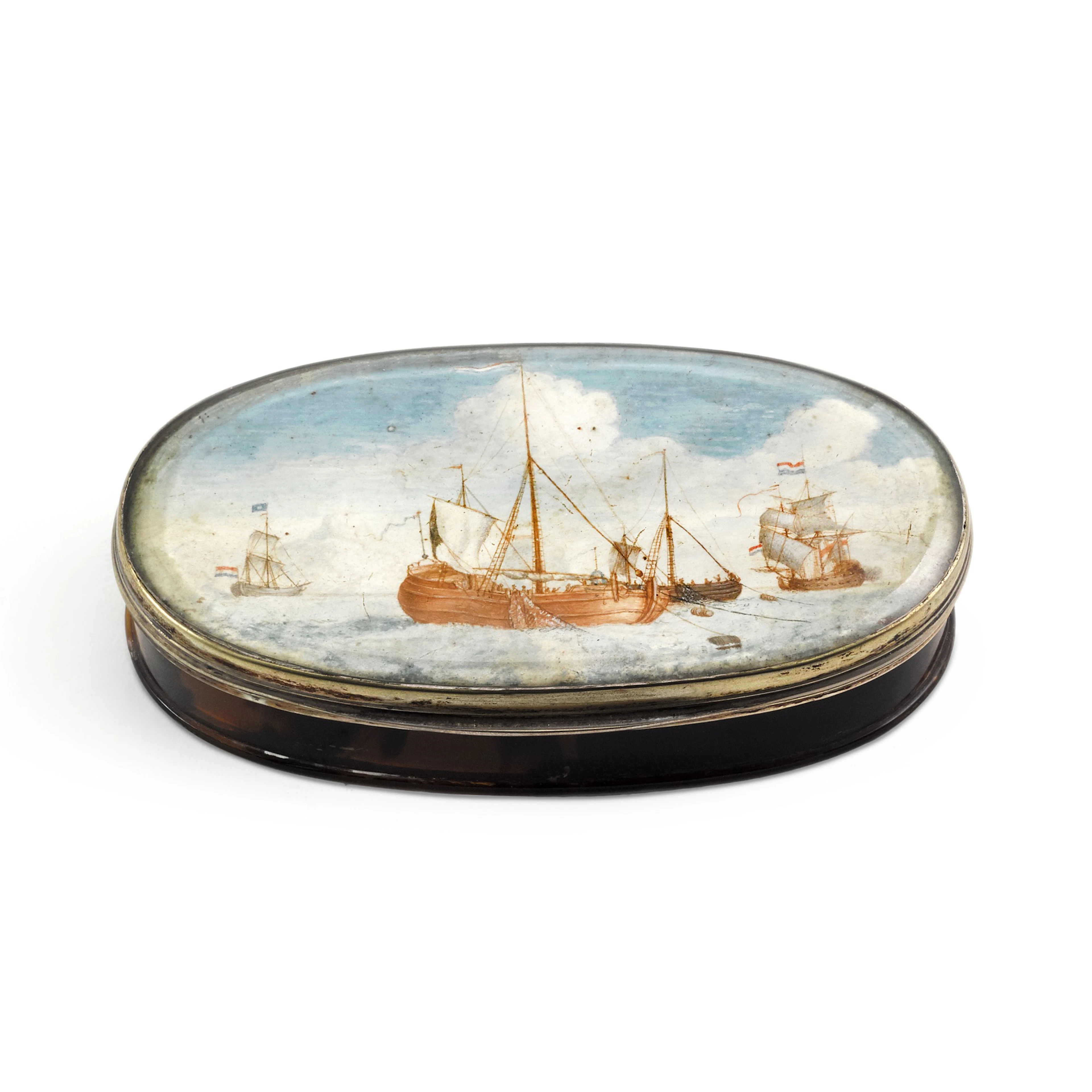 A tortoiseshell boîte-à-miniature with silver-mounts